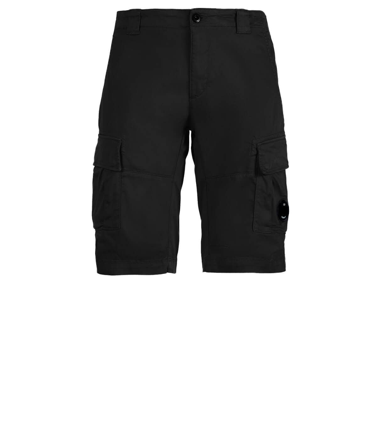 C.p. Company Cargo Satin Stretch Black Bermuda Shorts