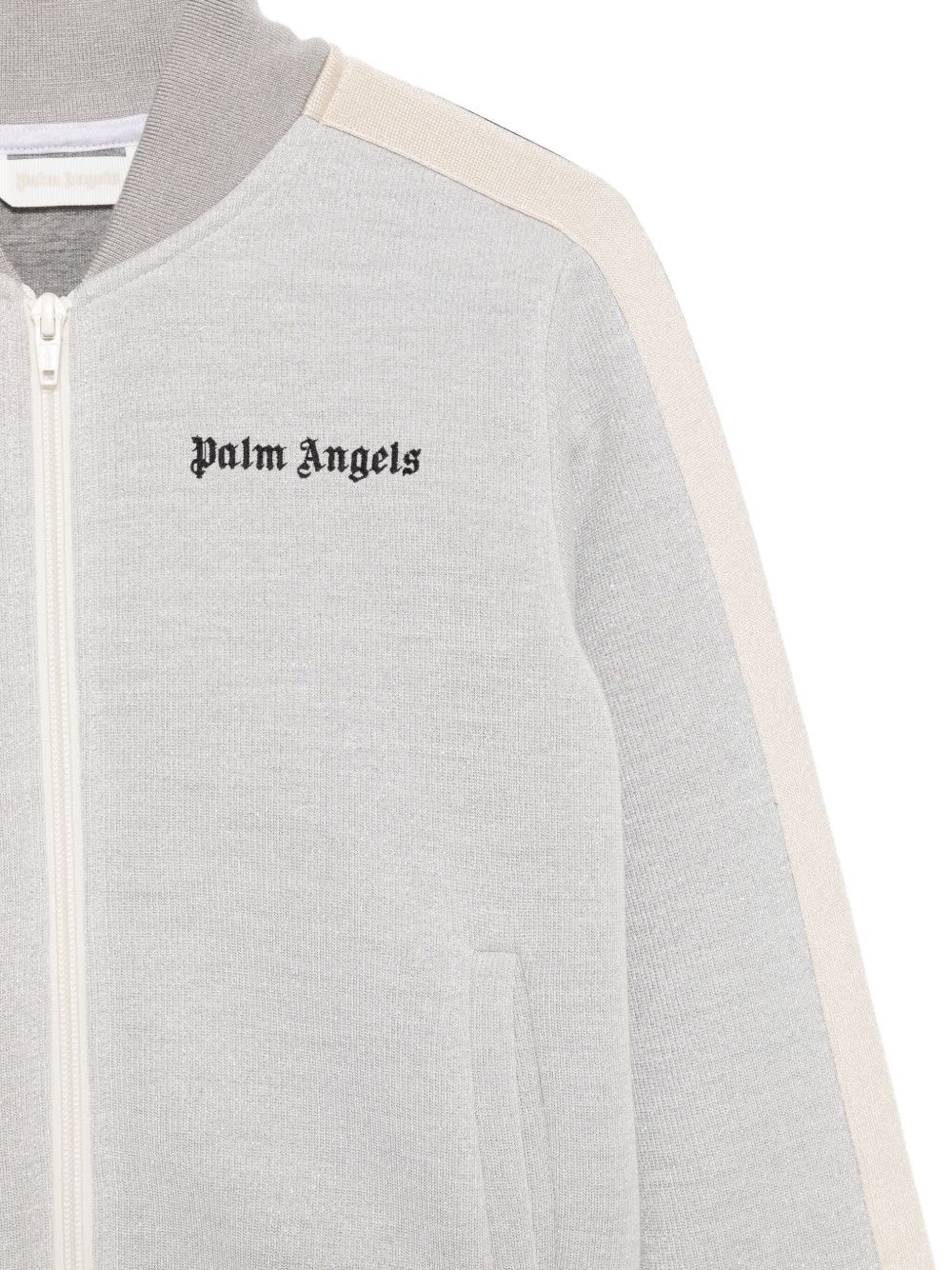 Palm Angels Kids Sporty Full-zip Sweater In Gray