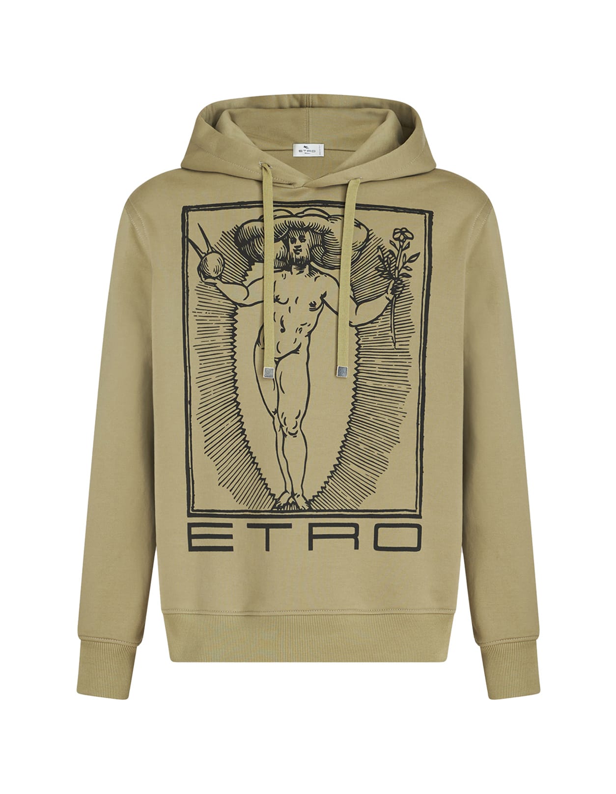 Shop Etro Olive Green Hoodie With Graphic Print