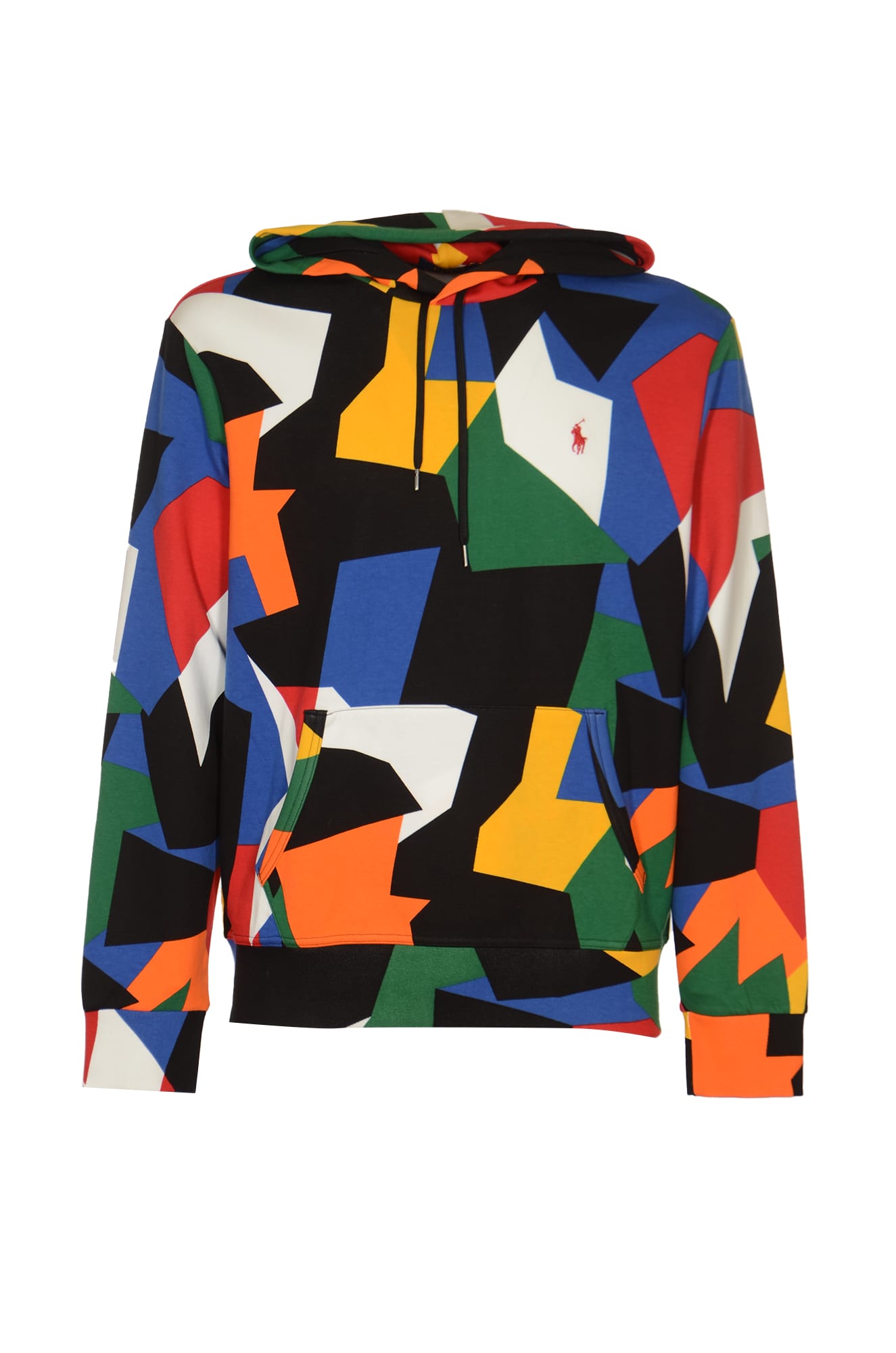 Logo Embroidered Puzzle Patterned Hoodie