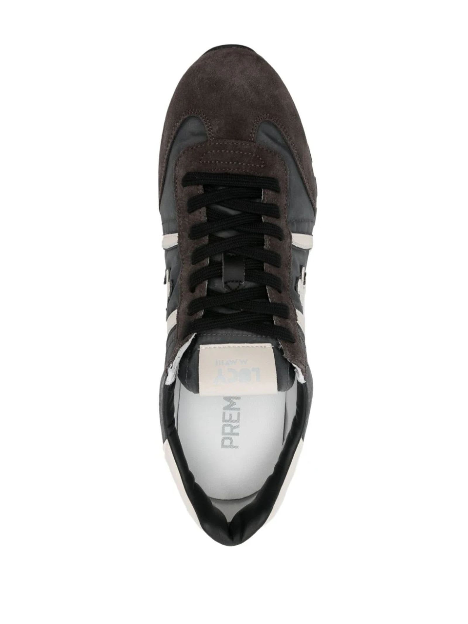 Shop Premiata Grey Suede Lucy Sneakers