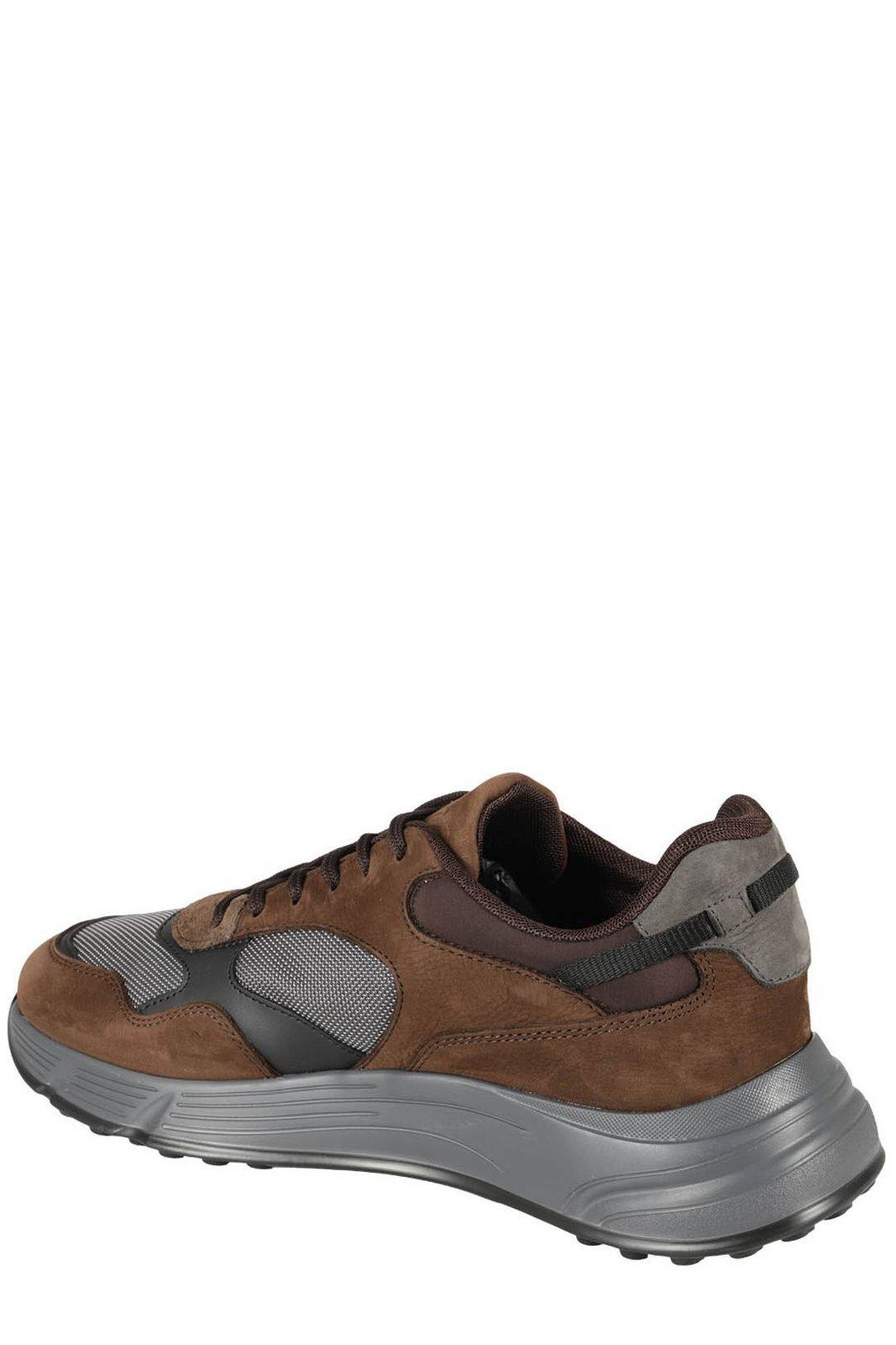 Shop Hogan Hyperlight Panelled Lace-up Sneakers In Brown