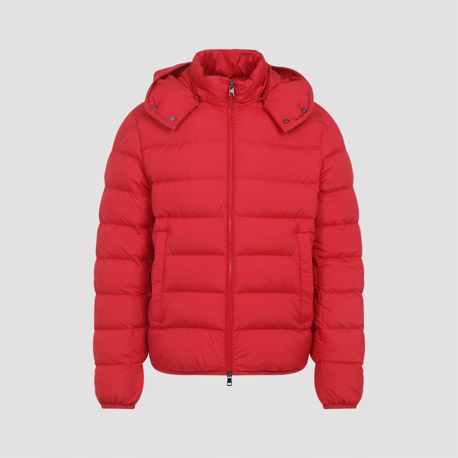 Moncler Quilted Down Jacket With Detachable Hood In Red