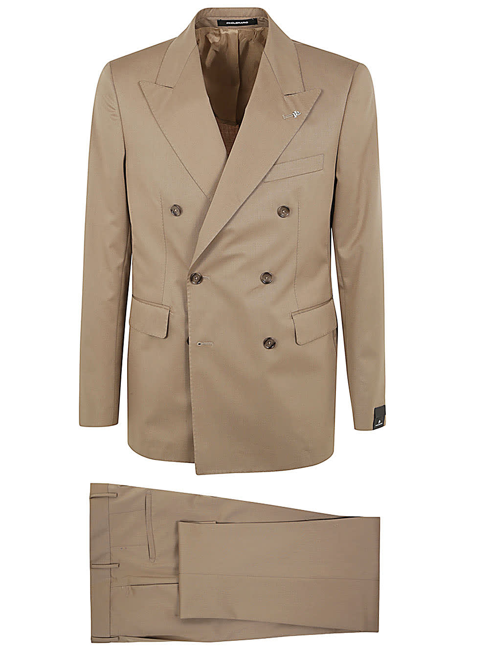 Shop Tagliatore Double Breasted Suit In Khaki