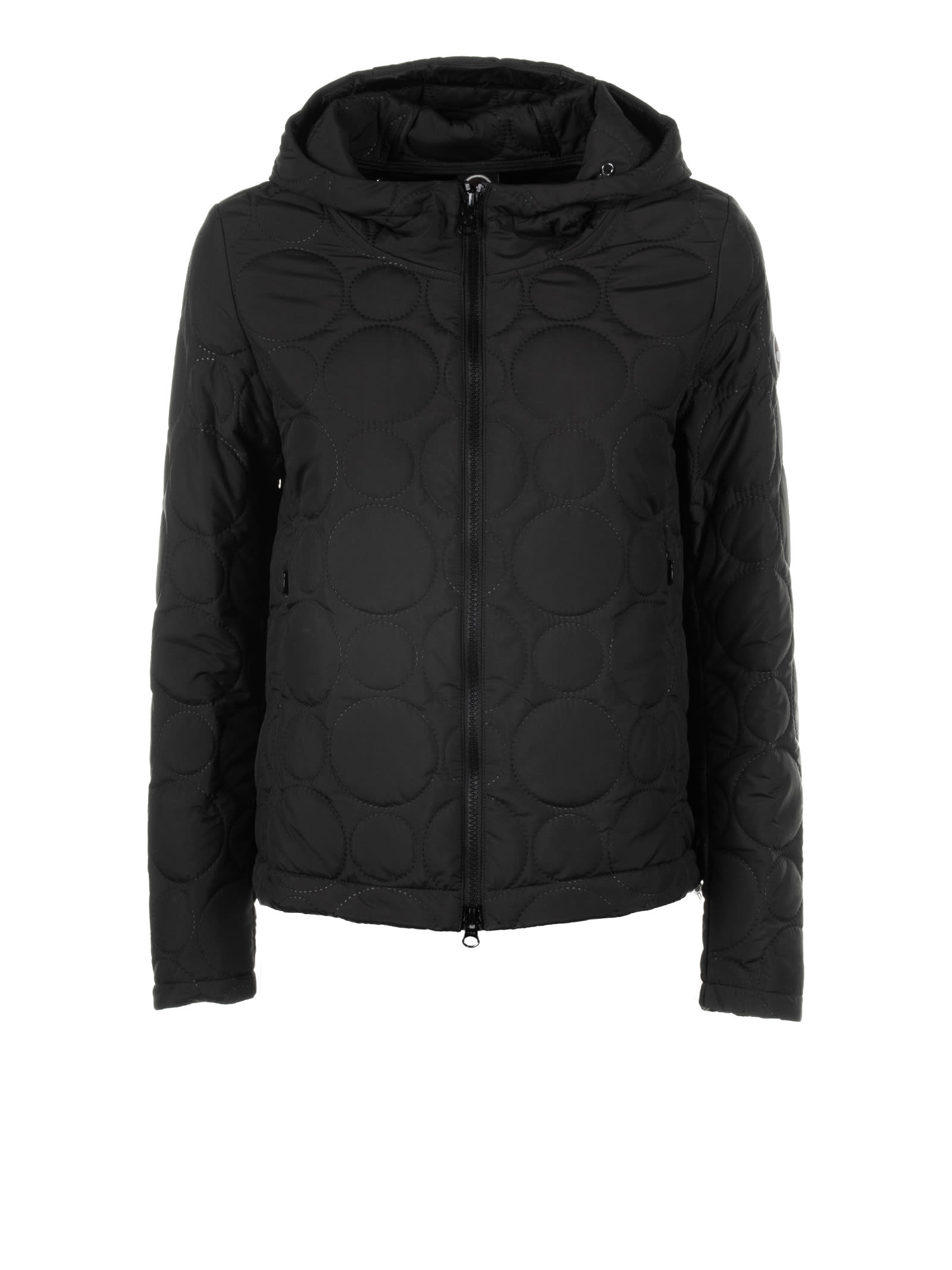 Shop Colmar Jacket With Hood And Circular Quilting In Nero