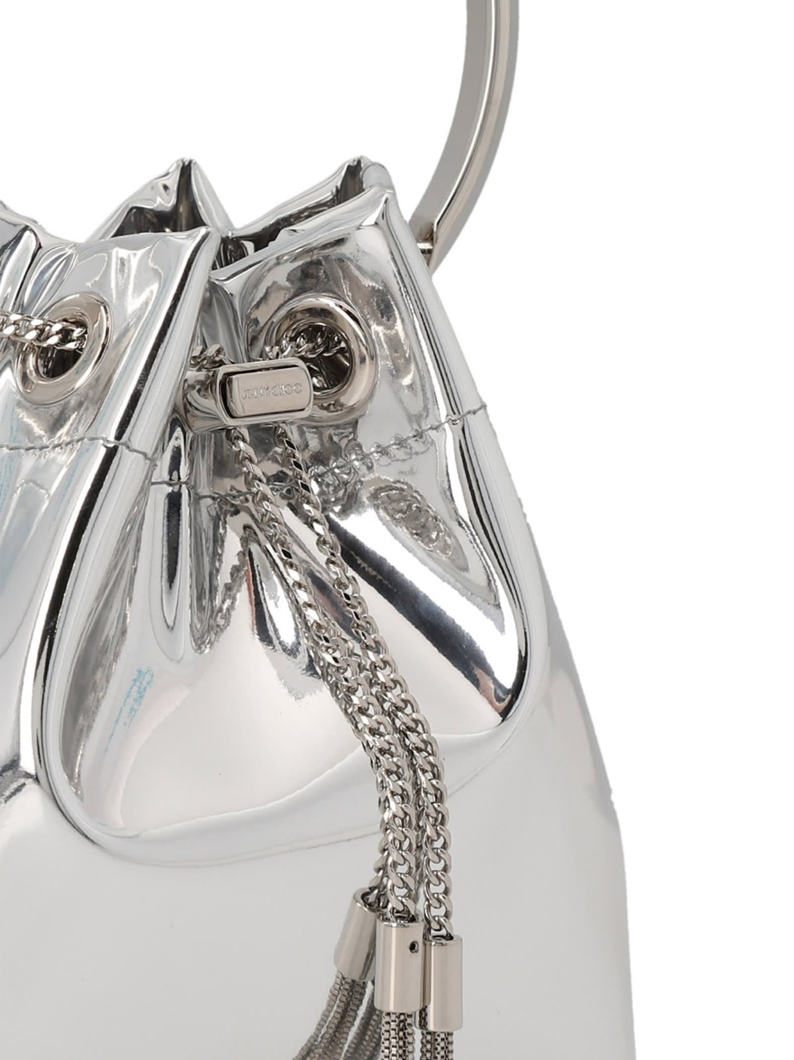 Jimmy Choo Bon Bon Bucket Bag In Silver