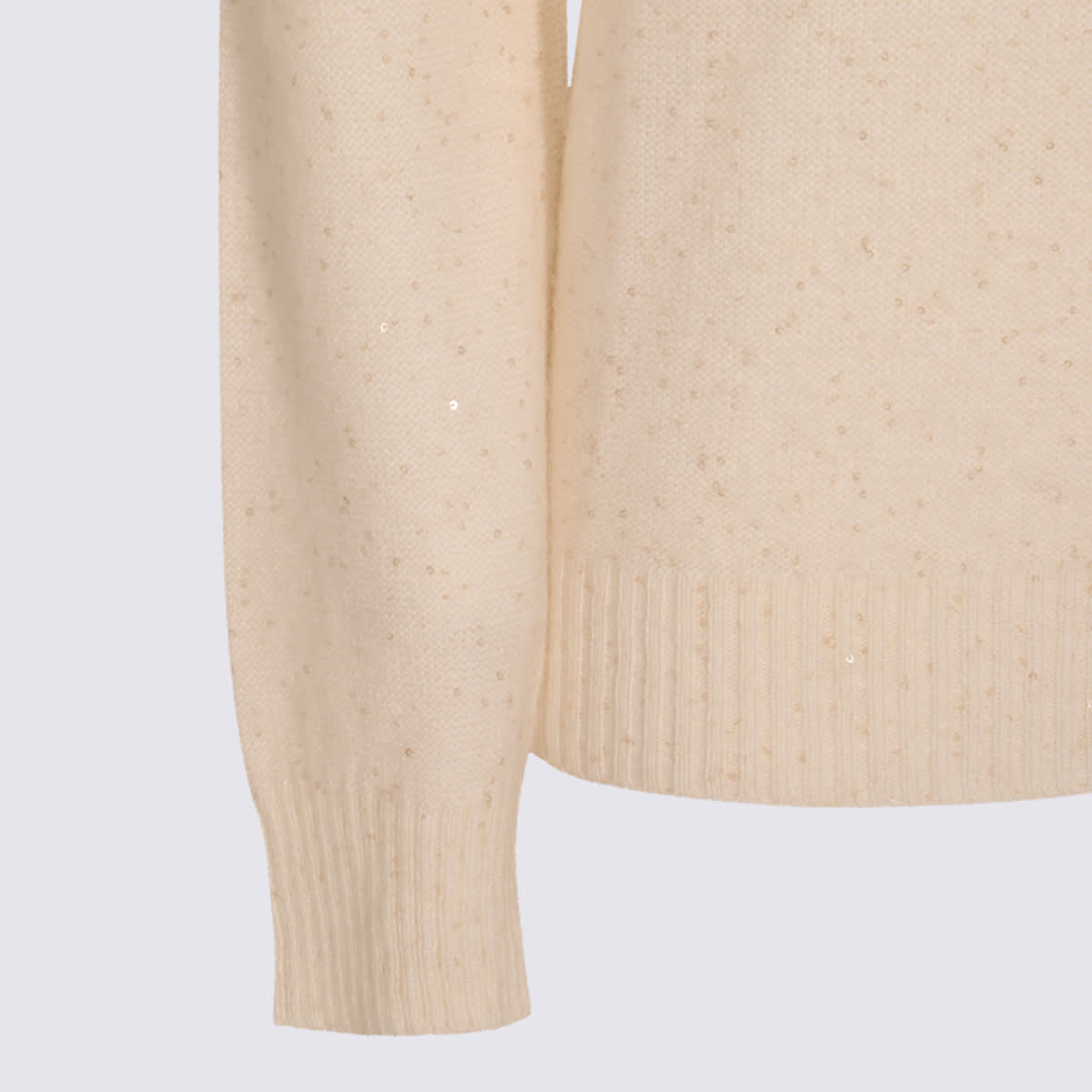 Fabiana Filippi Sequin Turtleneck Sweater Sweaters And Cardigans White In Neutral