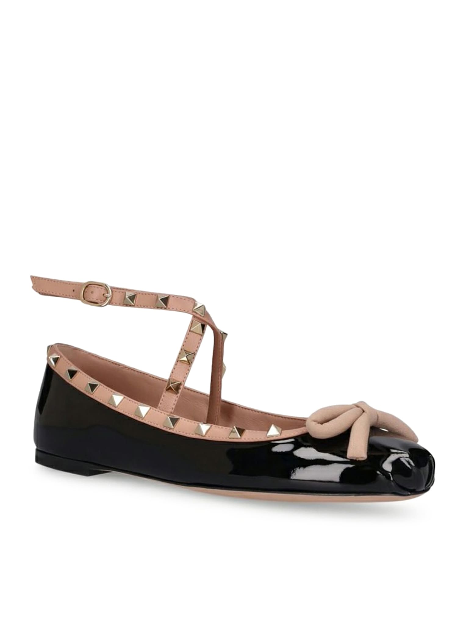 Shop Valentino Rockstud Ballerinas In Patent Leather In Black