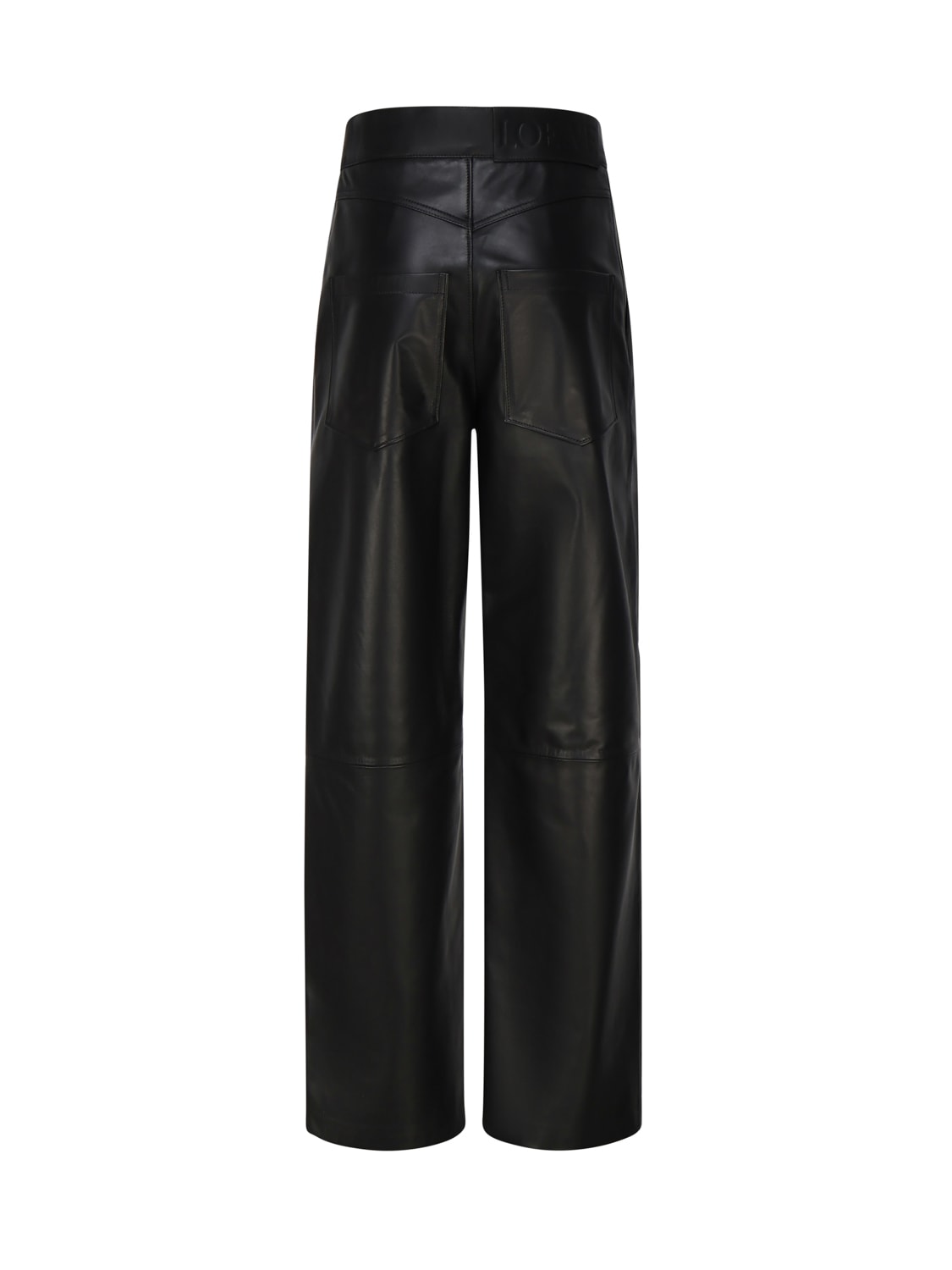Shop Loewe Anagram Trousers In Calfskin In Black