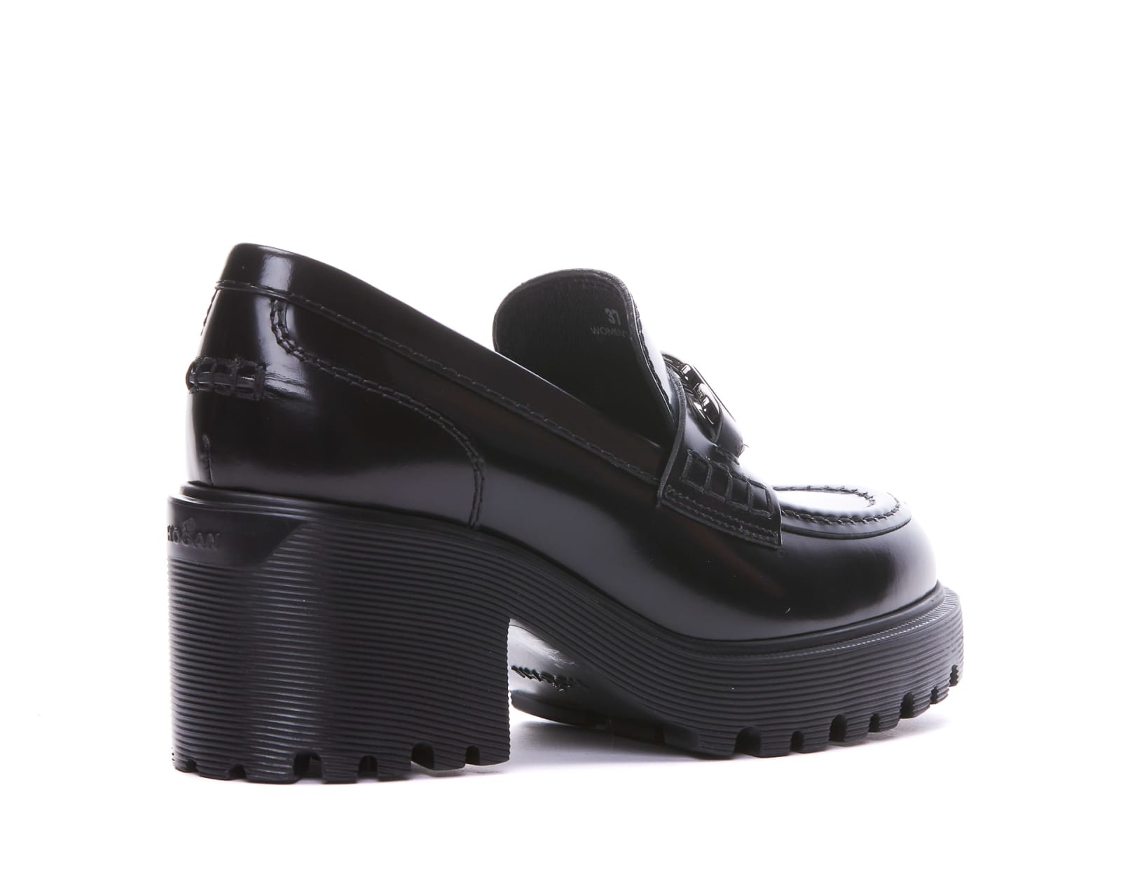 Shop Hogan H649 Heeled Loafers In Nero