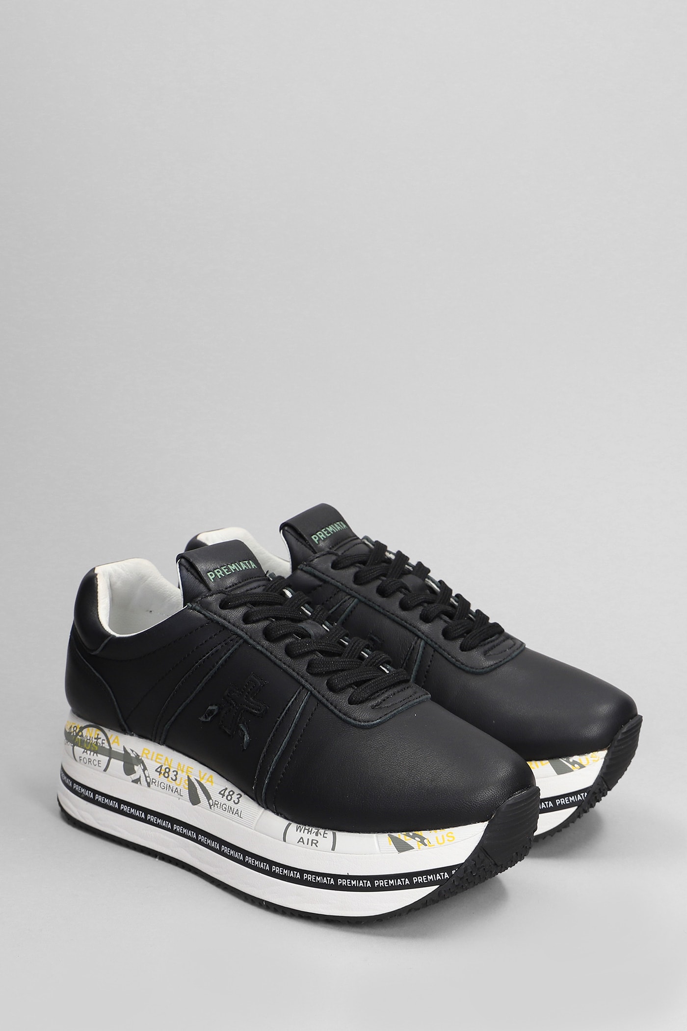Shop Premiata Beth Sneakers In Black Leather