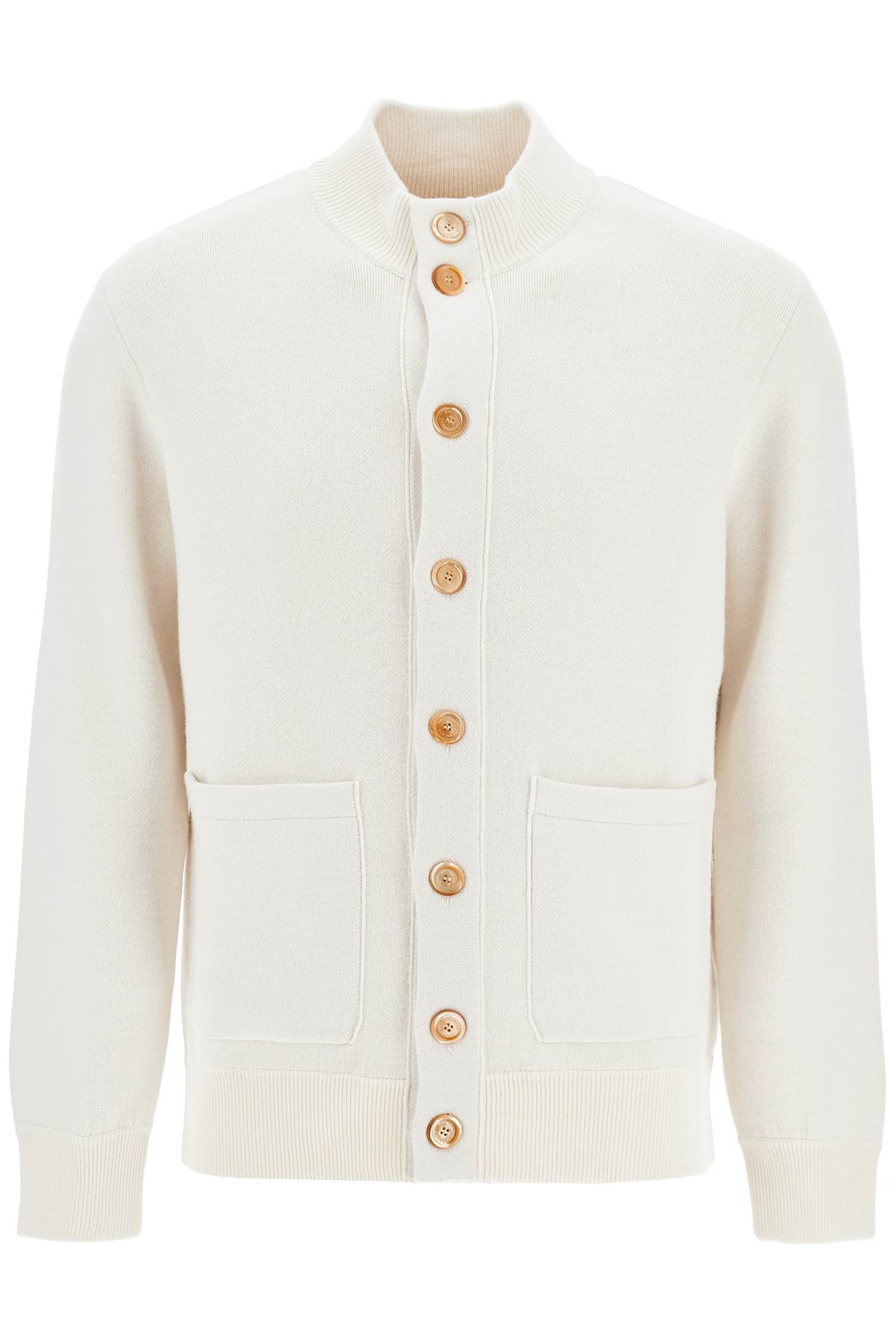 Shop Brunello Cucinelli Double Knit Cardigan In Seven In Panama+sabbia (white)