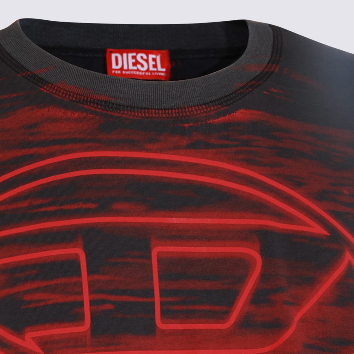 Diesel Cotton T-shirt With Oval D Print In Gray