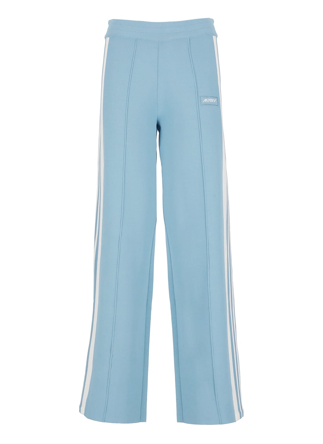 Shop Autry Viscose Pants With Logo In Light Blue