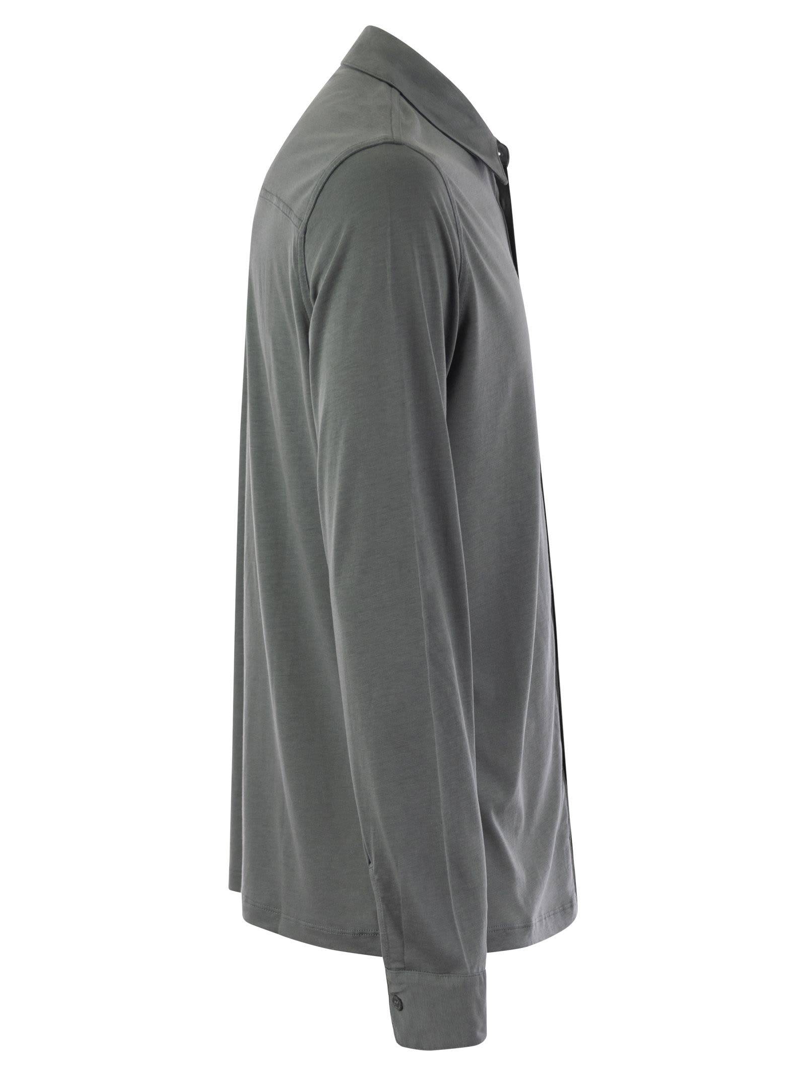 Shop Majestic Long-sleeved Shirt In Lyocell And Cotton In Grey