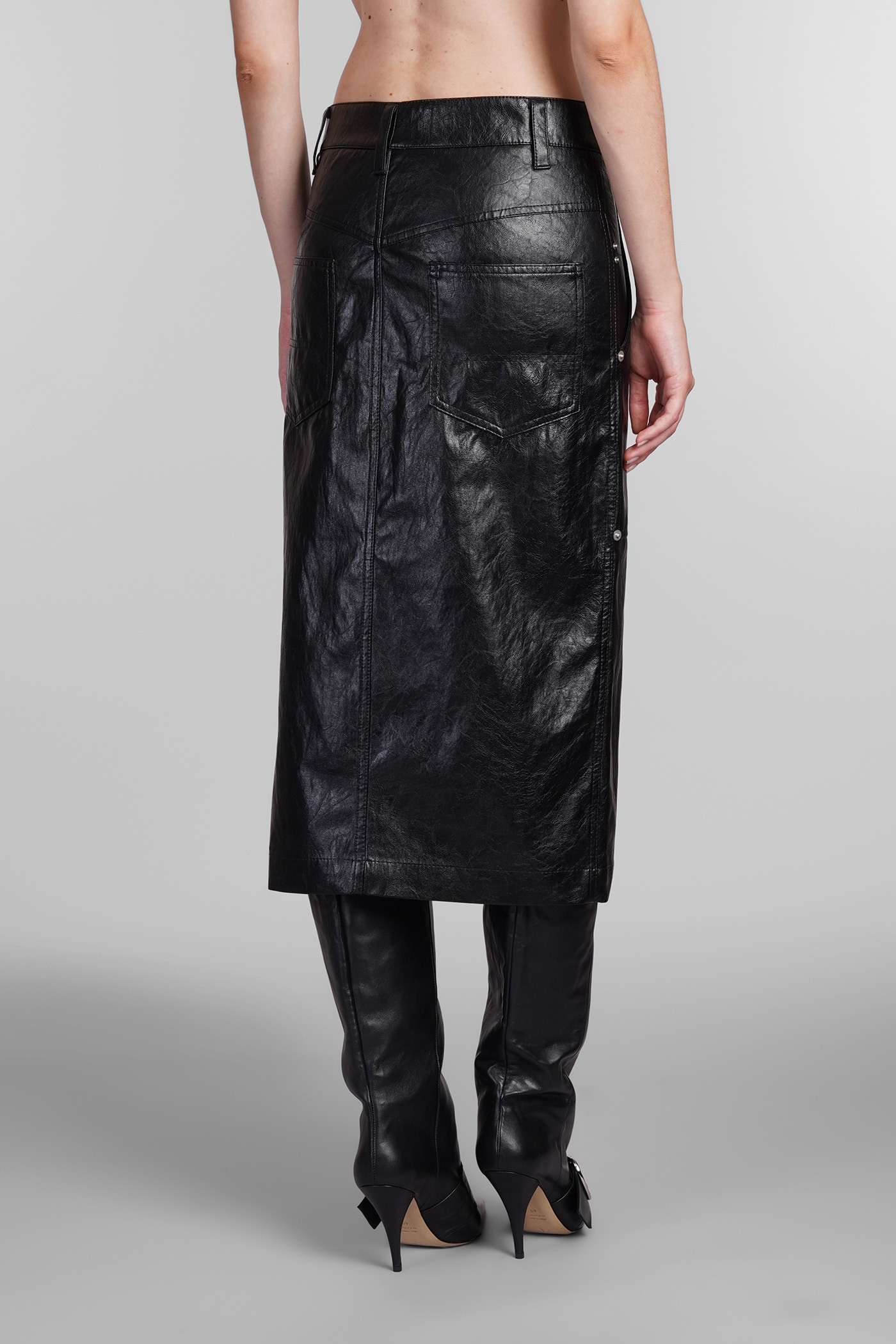 Shop Marant Etoile Angele Skirt In Black Polyuretan