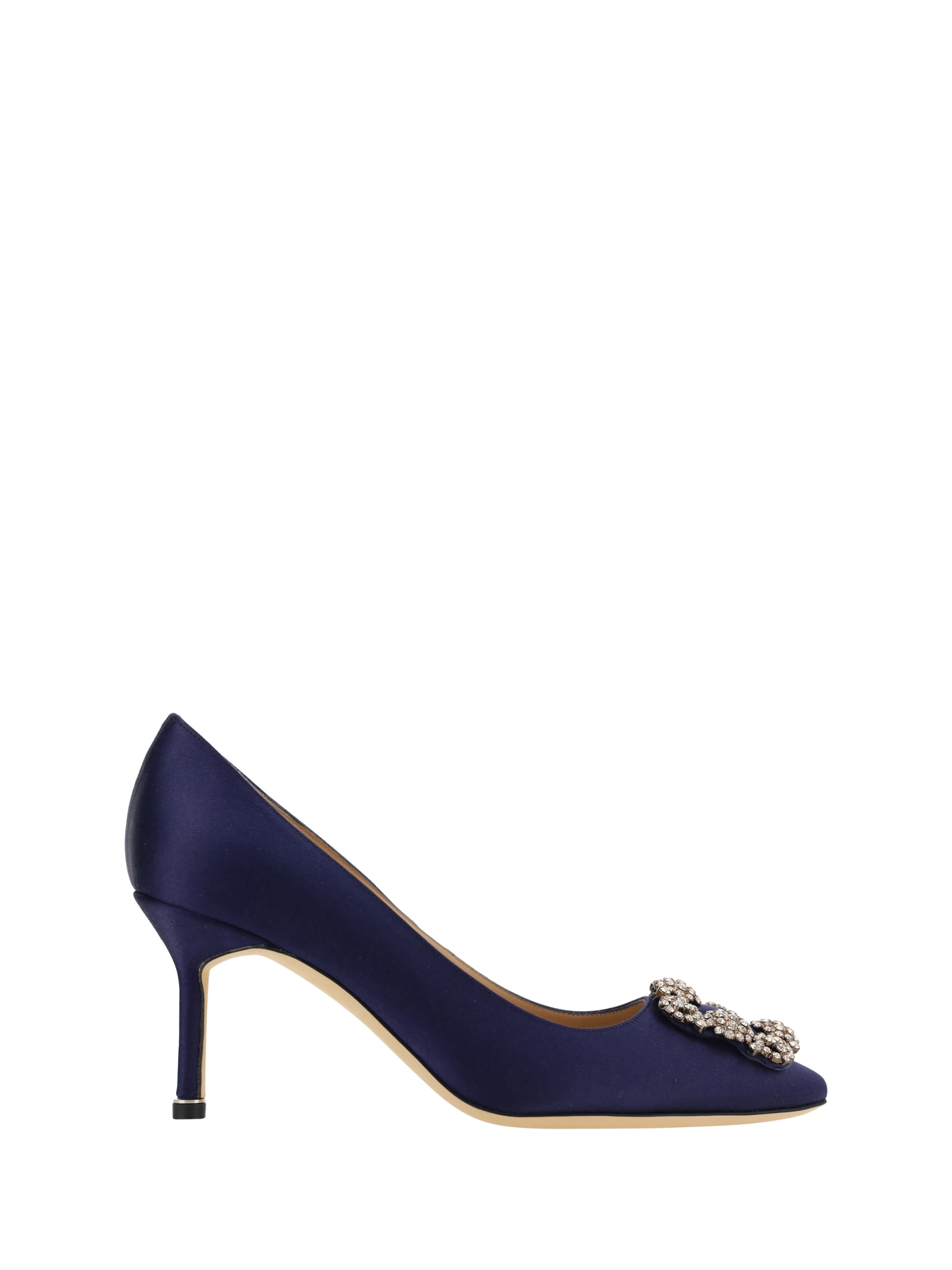 Shop Manolo Blahnik Hangisi Pumps In Navy