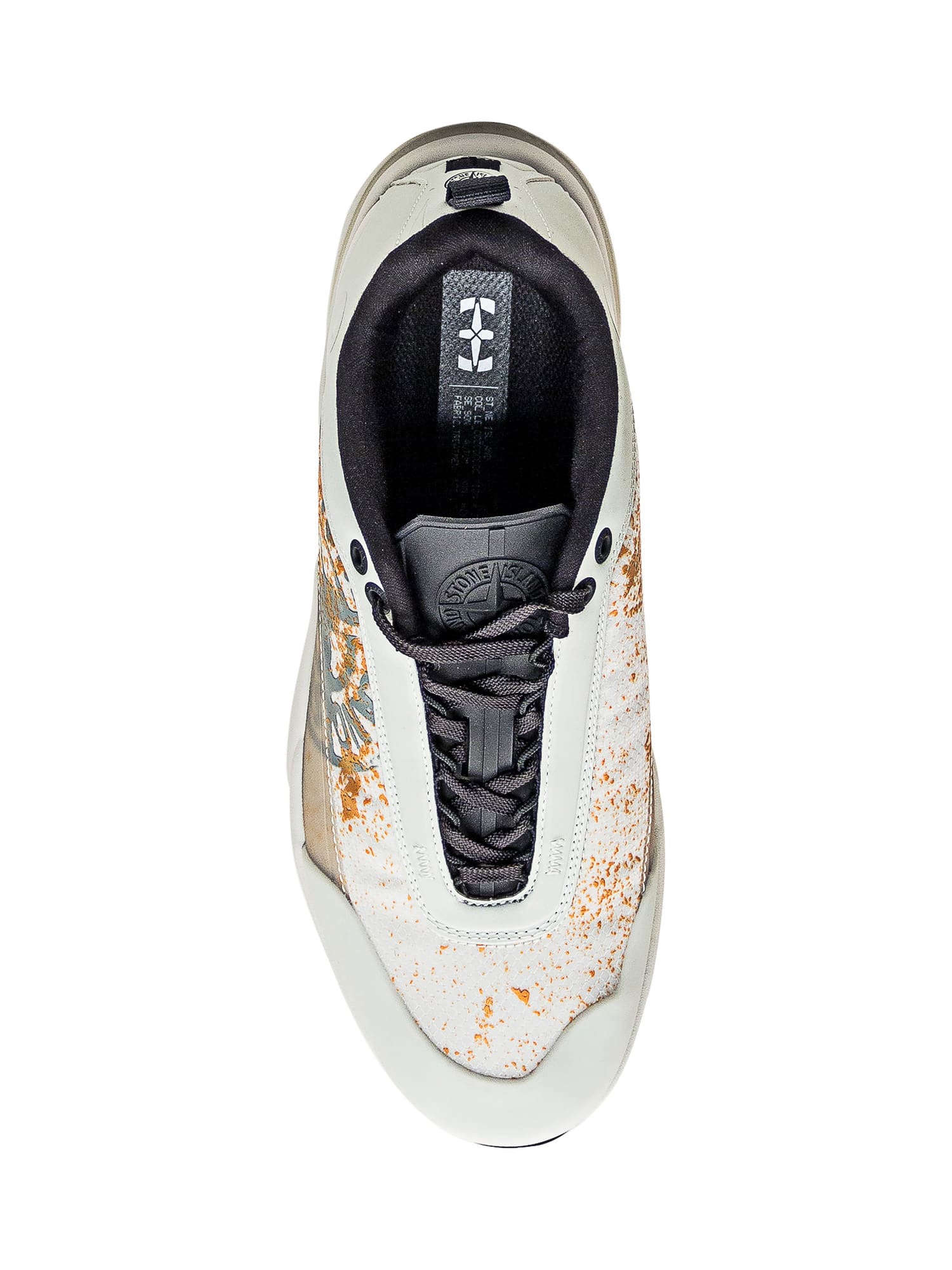 Shop Stone Island Grime Leather And Tencel Sneakers In Grey