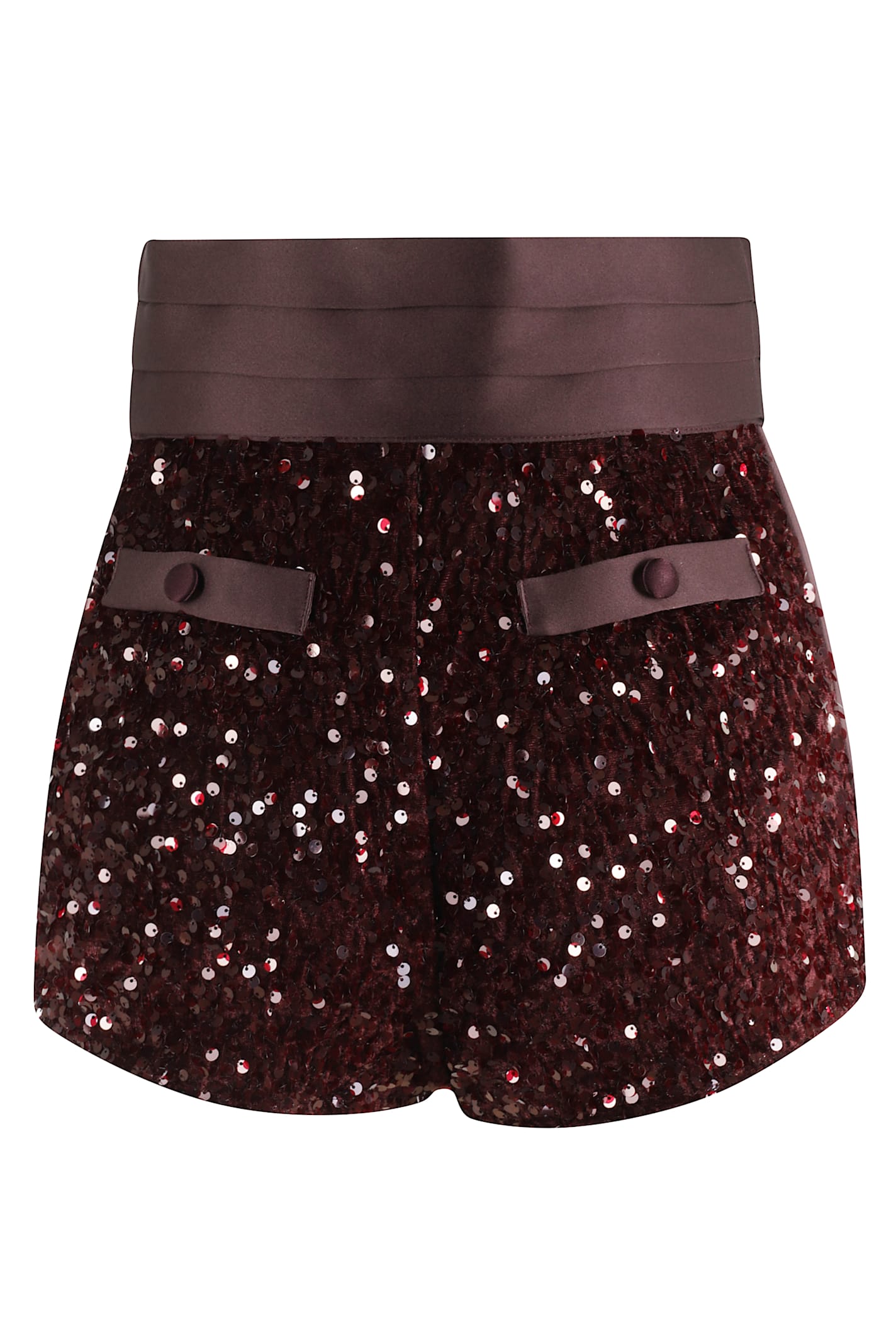 Elisabetta Franchi Sequin-embellished Shorts In Burgundy