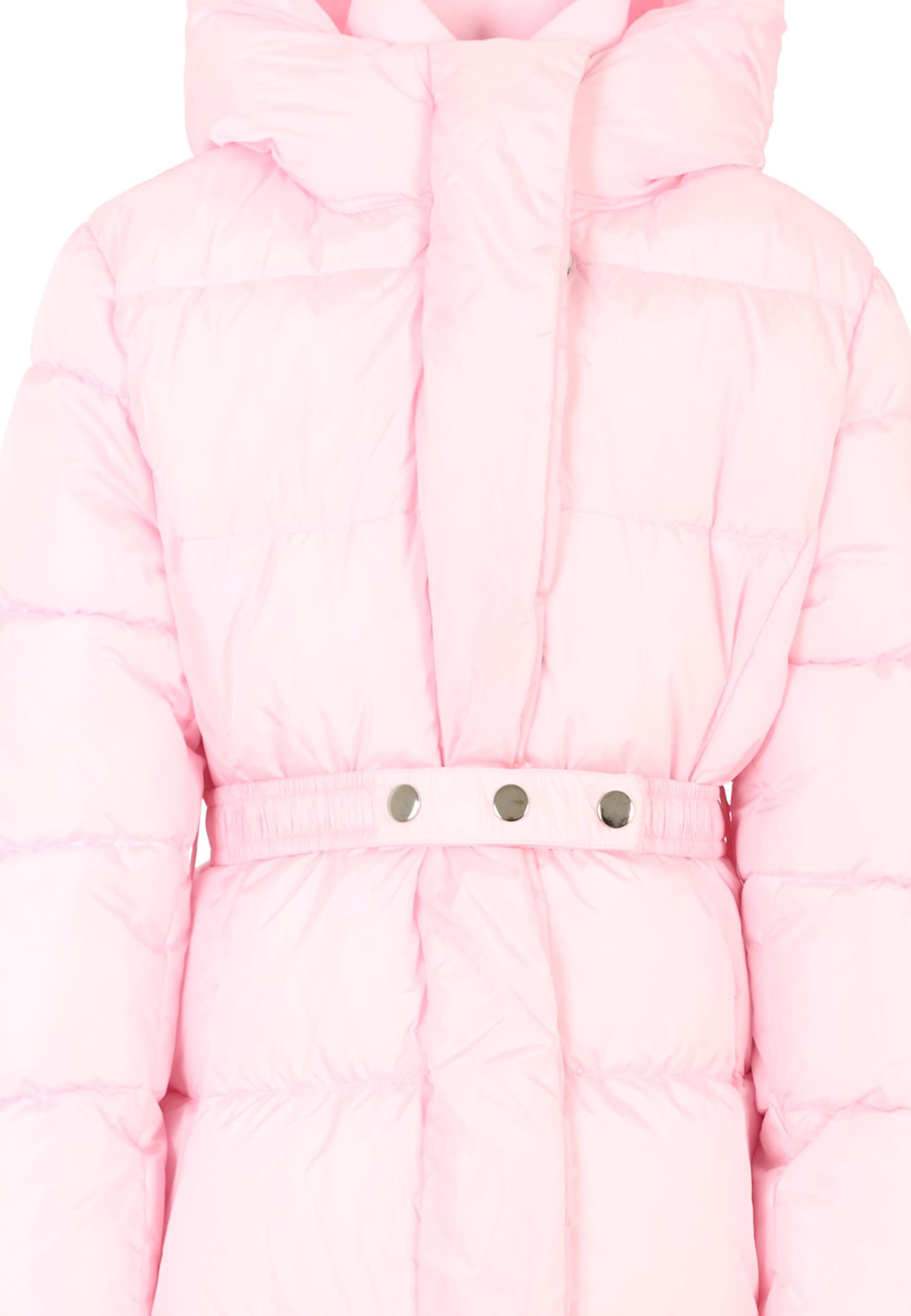 Monnalisa Pink Down Jacket For Girl With Logo In Pink