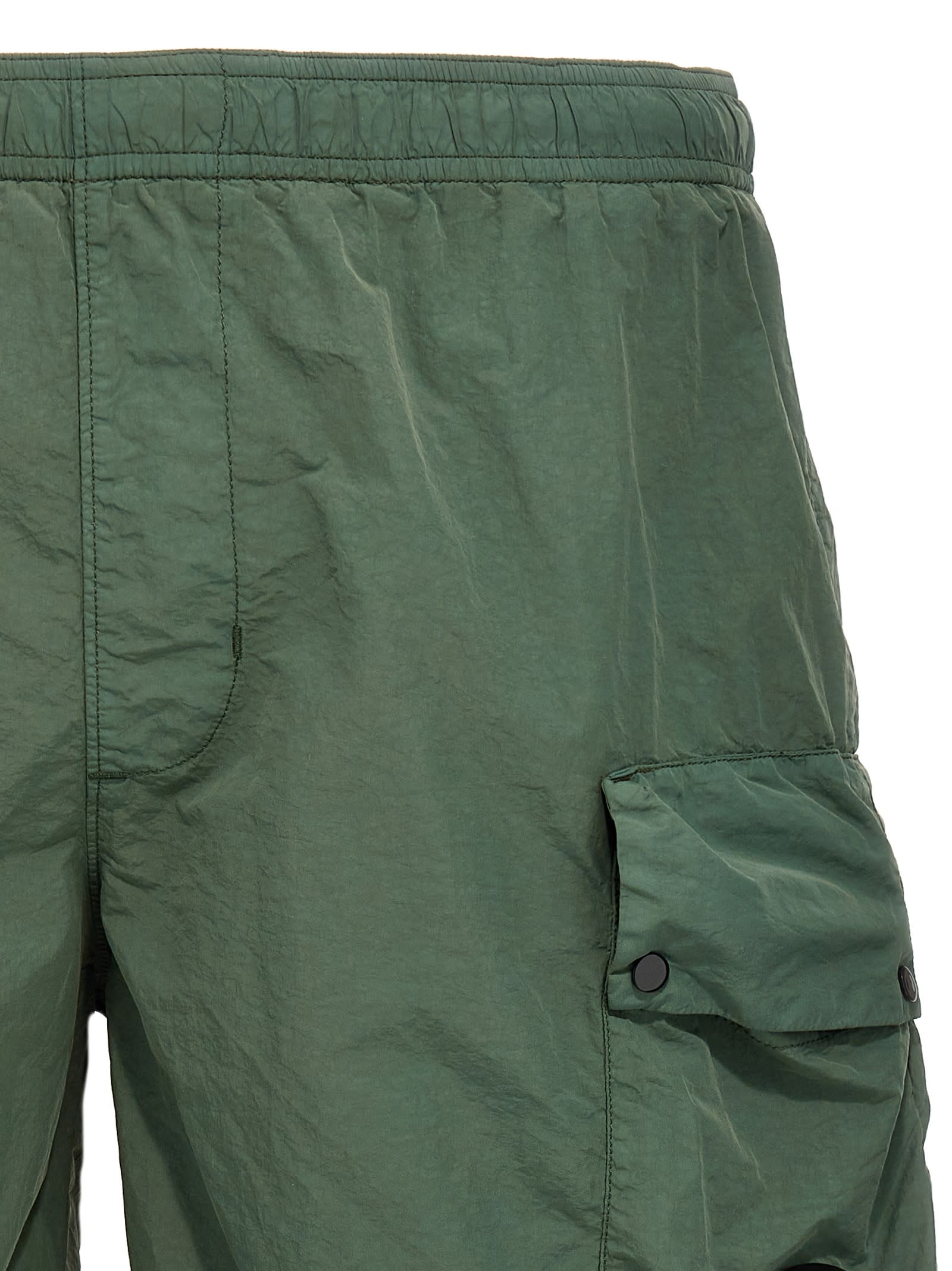 Shop C.p. Company Logo Badge Cargo Swim Shorts In Green