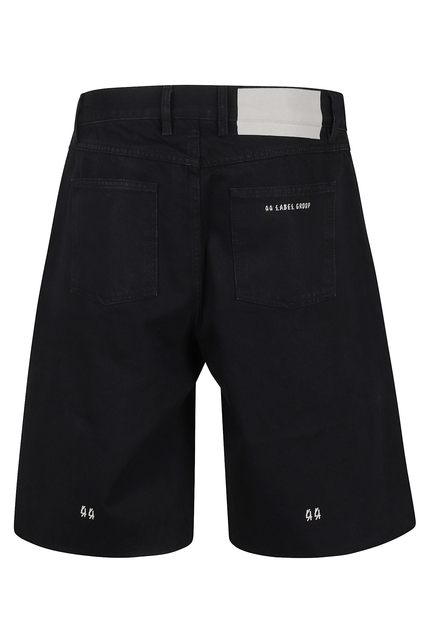 44 Label Group Black Bermuda Pants With Tie Detail On The Front And Logo Embroidery On The Rear