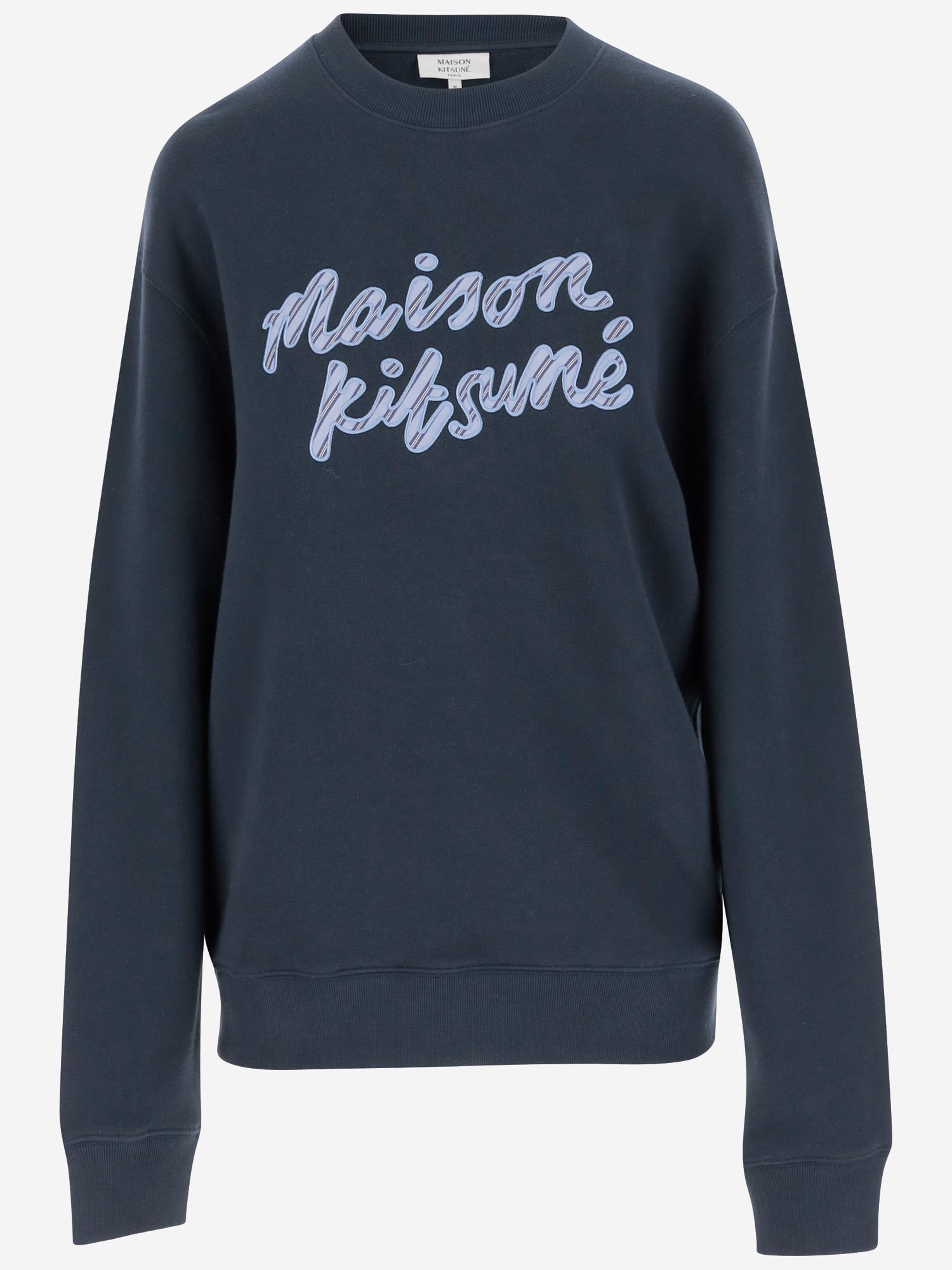 Shop Maison Kitsuné Cotton Sweatshirt With Logo In Navy