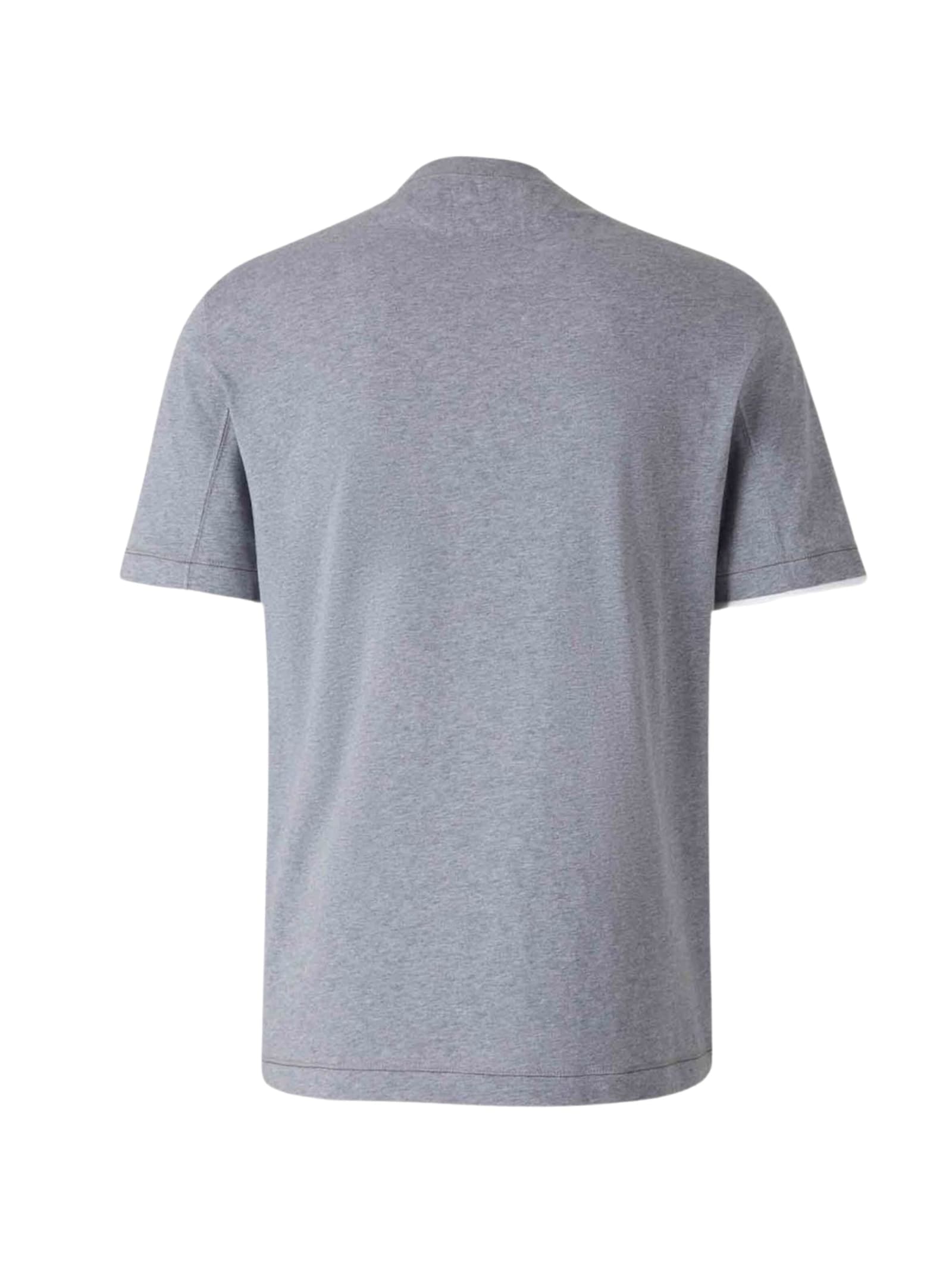 Brunello Cucinelli Short Sleeve T-shirt Contrast Collar In Gray