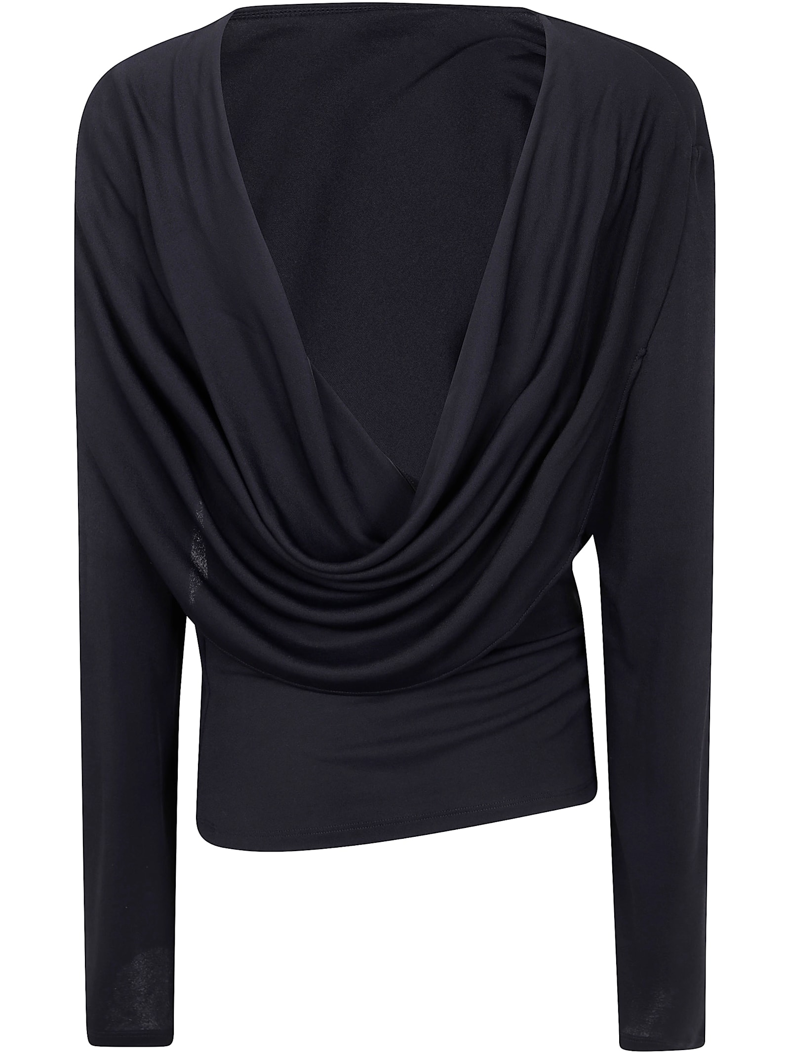 Jacquemus Le Haut Croisiere Draped L/s Top In Black