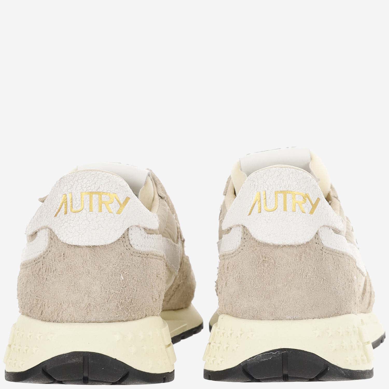 Shop Autry Reelwind Low Nylon And Suede Sneakers In Beige