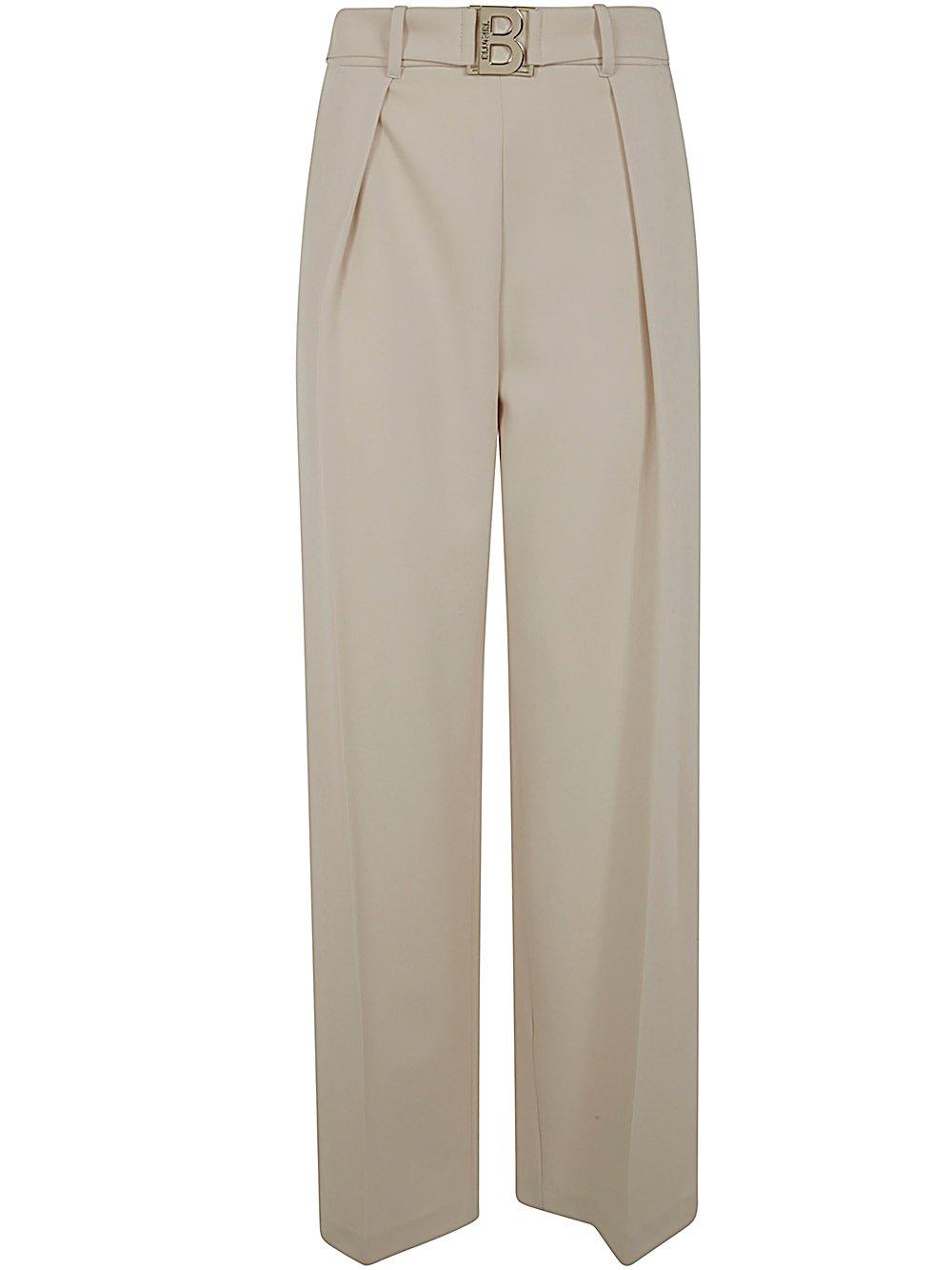 High Waist Logo Buckle Trousers