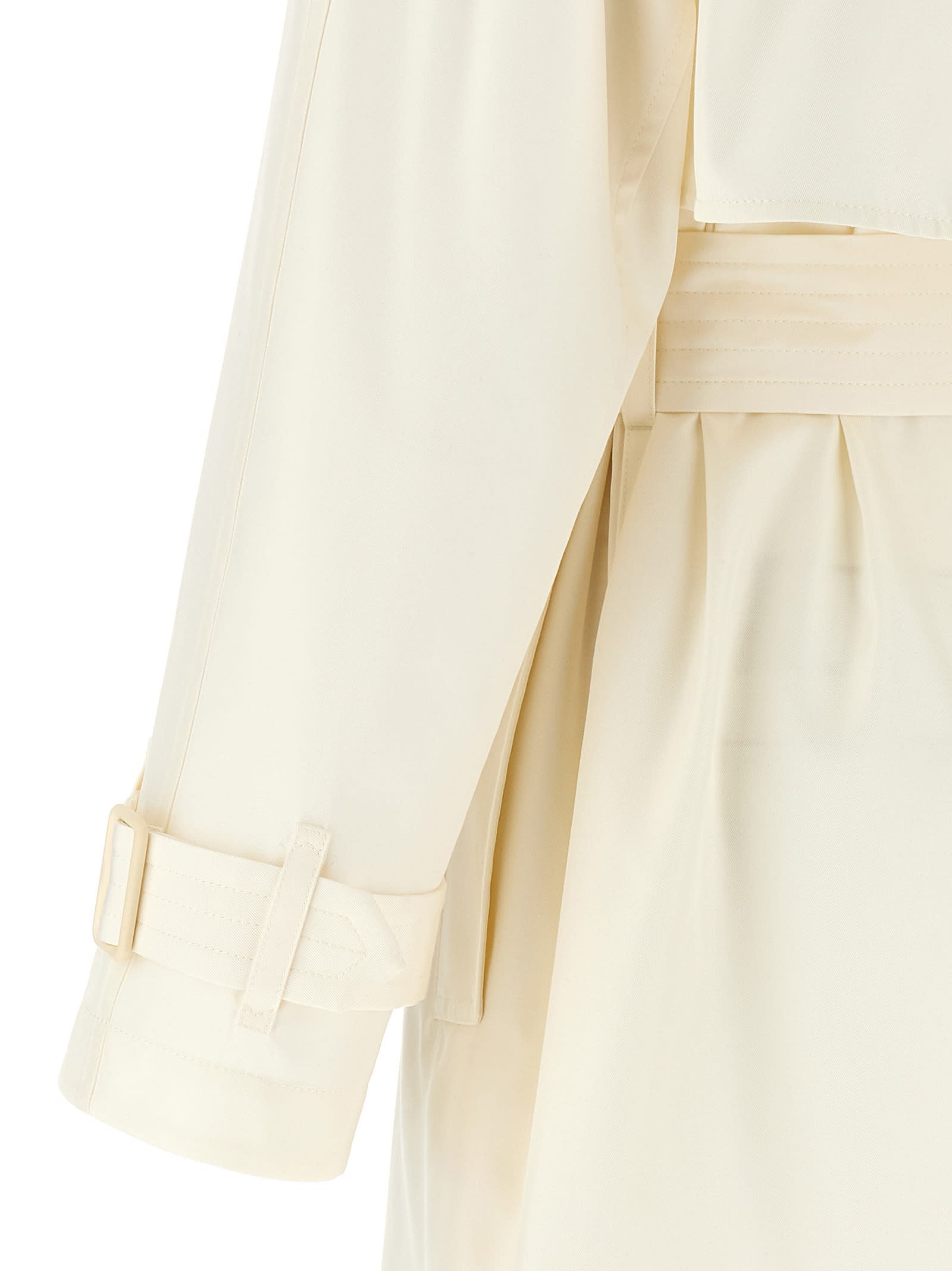 Shop Burberry Silk Maxi Trench Coat In White