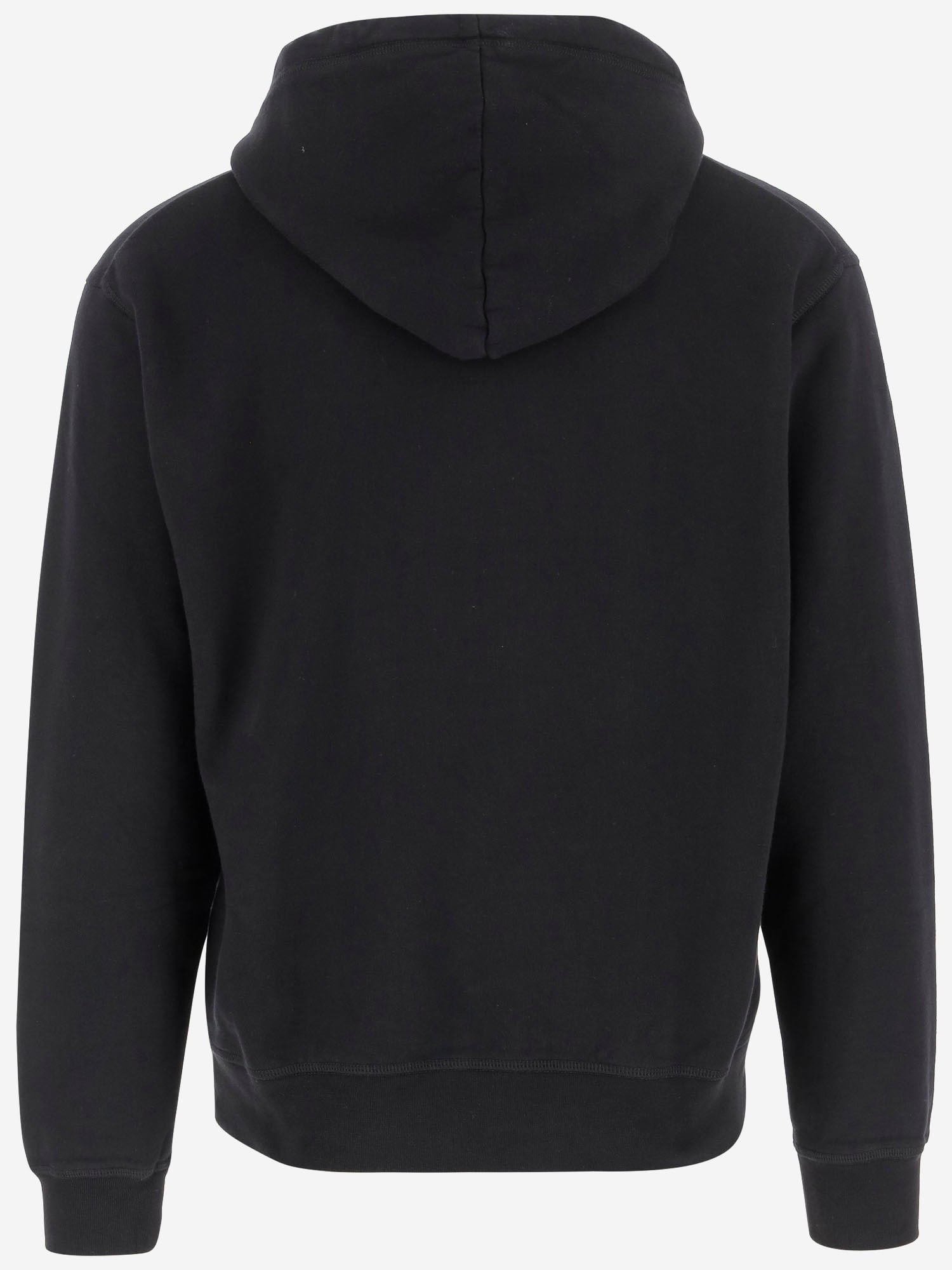 Dsquared2 Drawstring Hood Cotton Sweatshirt In Black