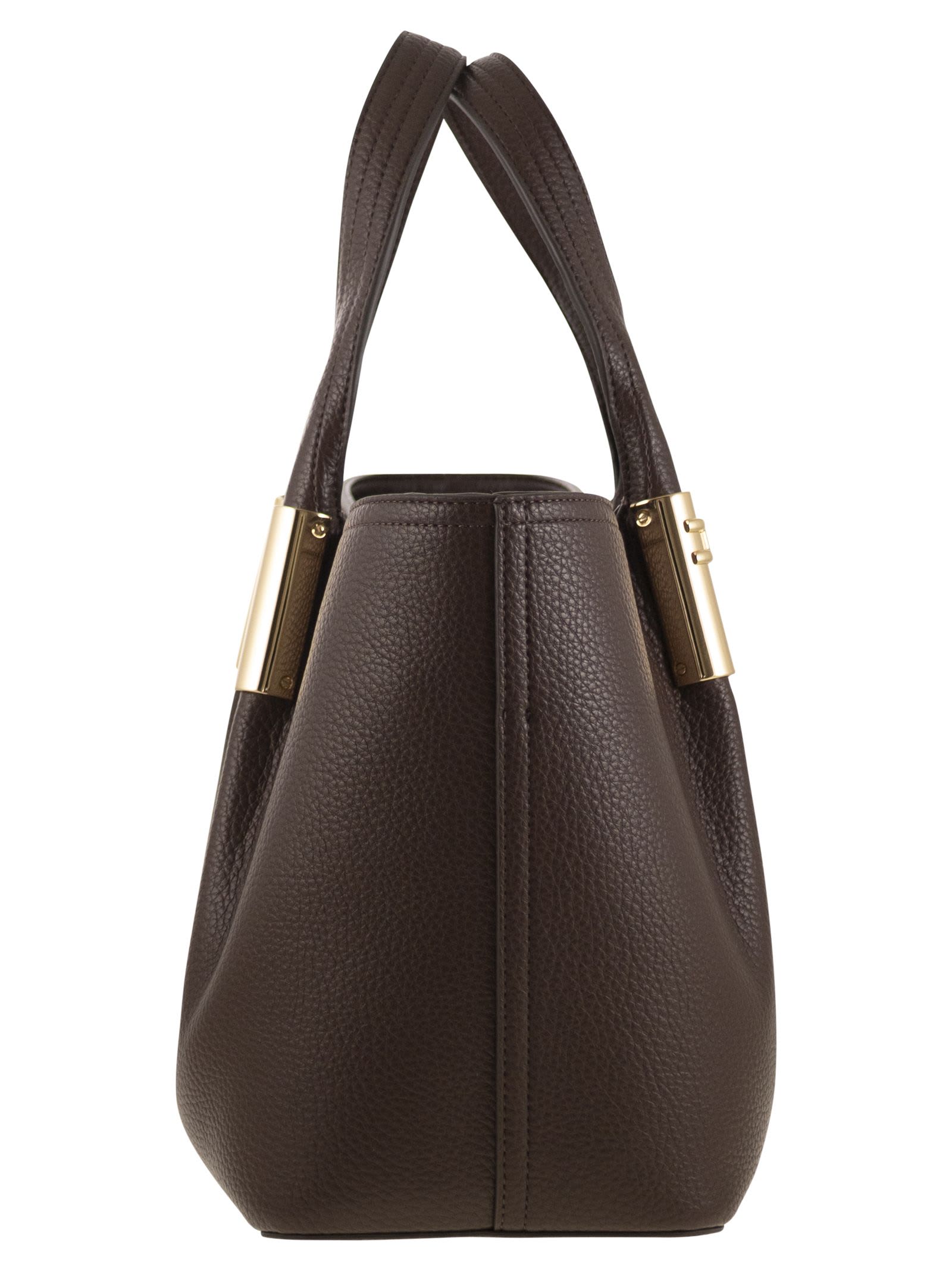 Elisabetta Franchi Medium Tote Bag With Logo Details In Brown