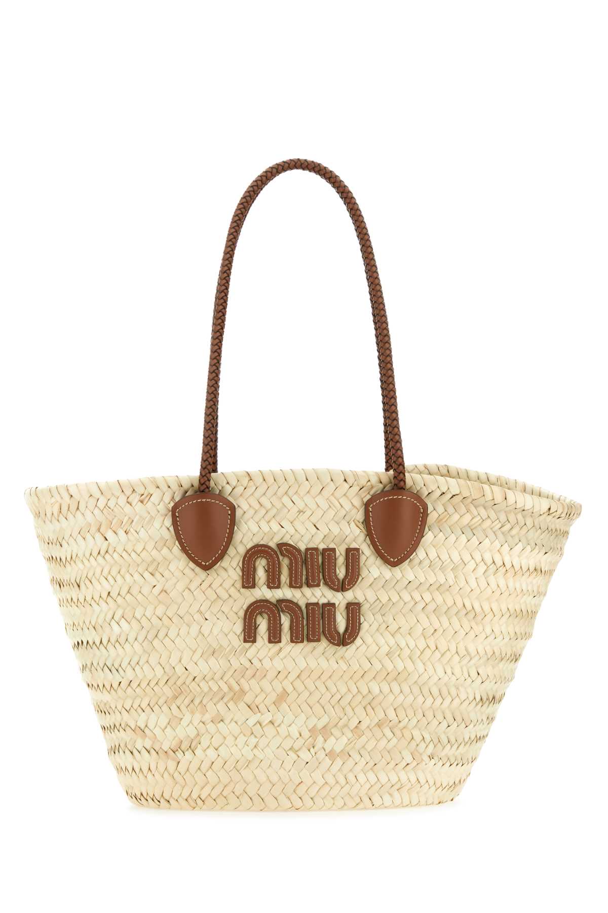 Miu Miu Palm Shopping Bag In Brown