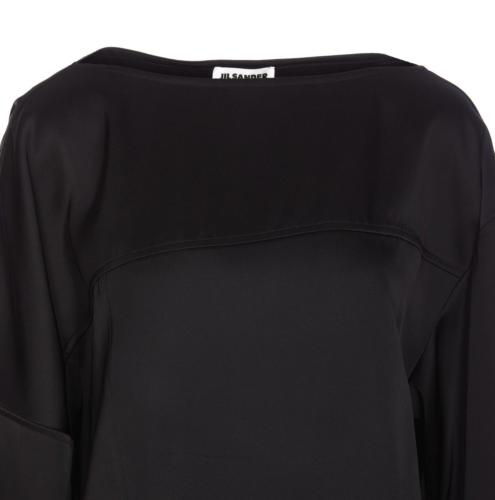 Shop Jil Sander Crewneck Asymmetric Sweatshirt In Black