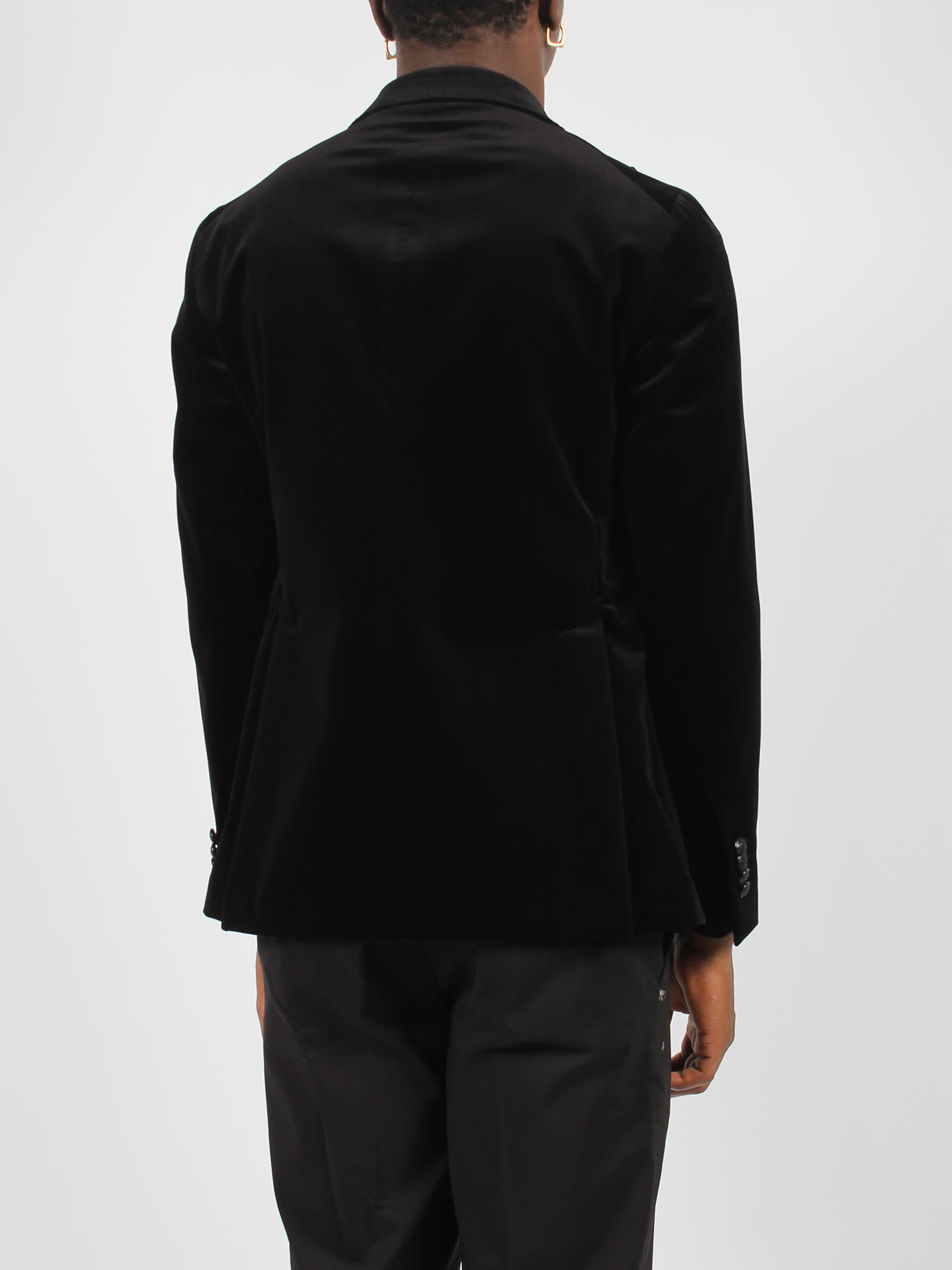 Shop Tagliatore Velvet Jacket In Black