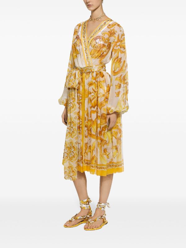 Shop Dolce & Gabbana Abito Chiffon St Maiolica In Tn Giallo