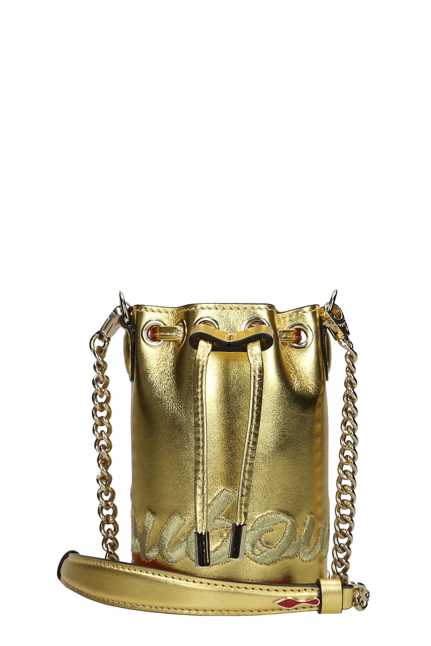 Christian Louboutin Marie Jane Bucket Mi Shoulder Bag In Gold Leather