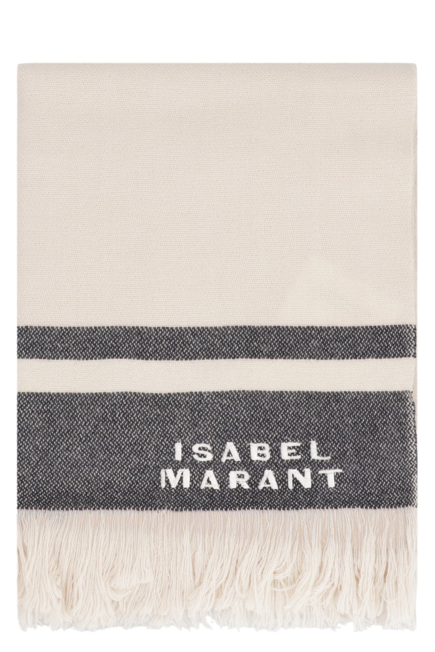 Shop Isabel Marant Anika Wool And Cashemre Scarf In Ecru