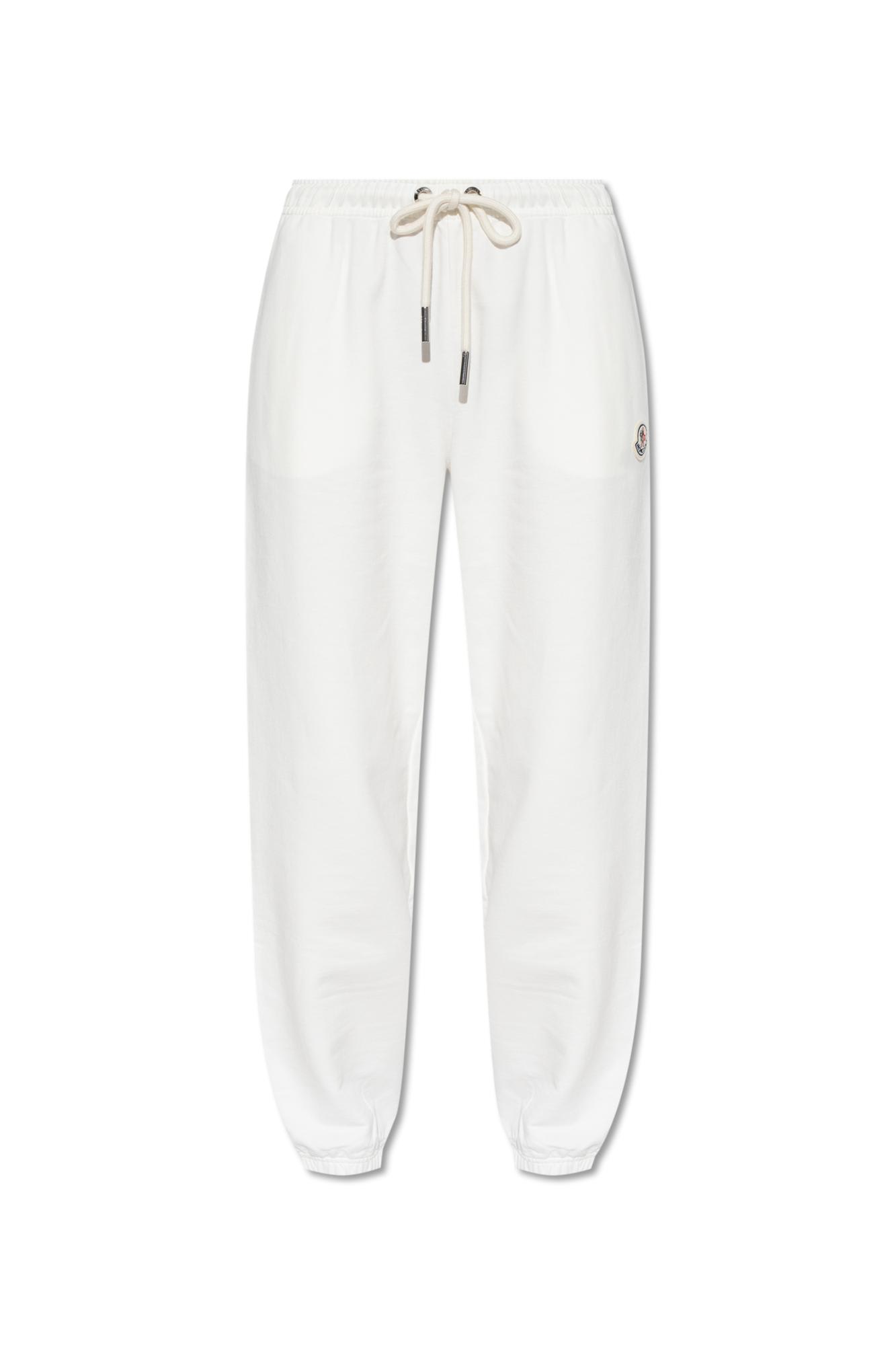 Moncler Cotton Fleece Track Pants With Elastic Cuffs In White