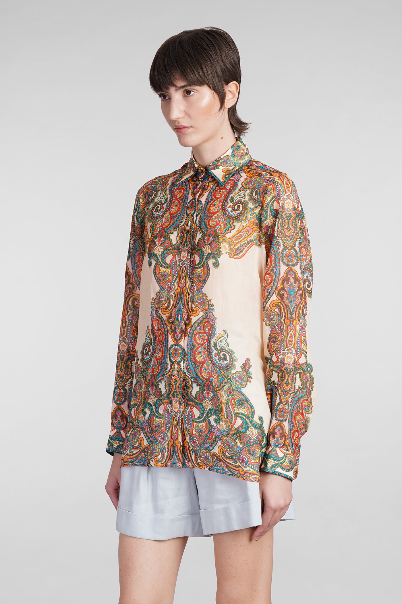 Shop Zimmermann Shirt In Multicolor Ramie