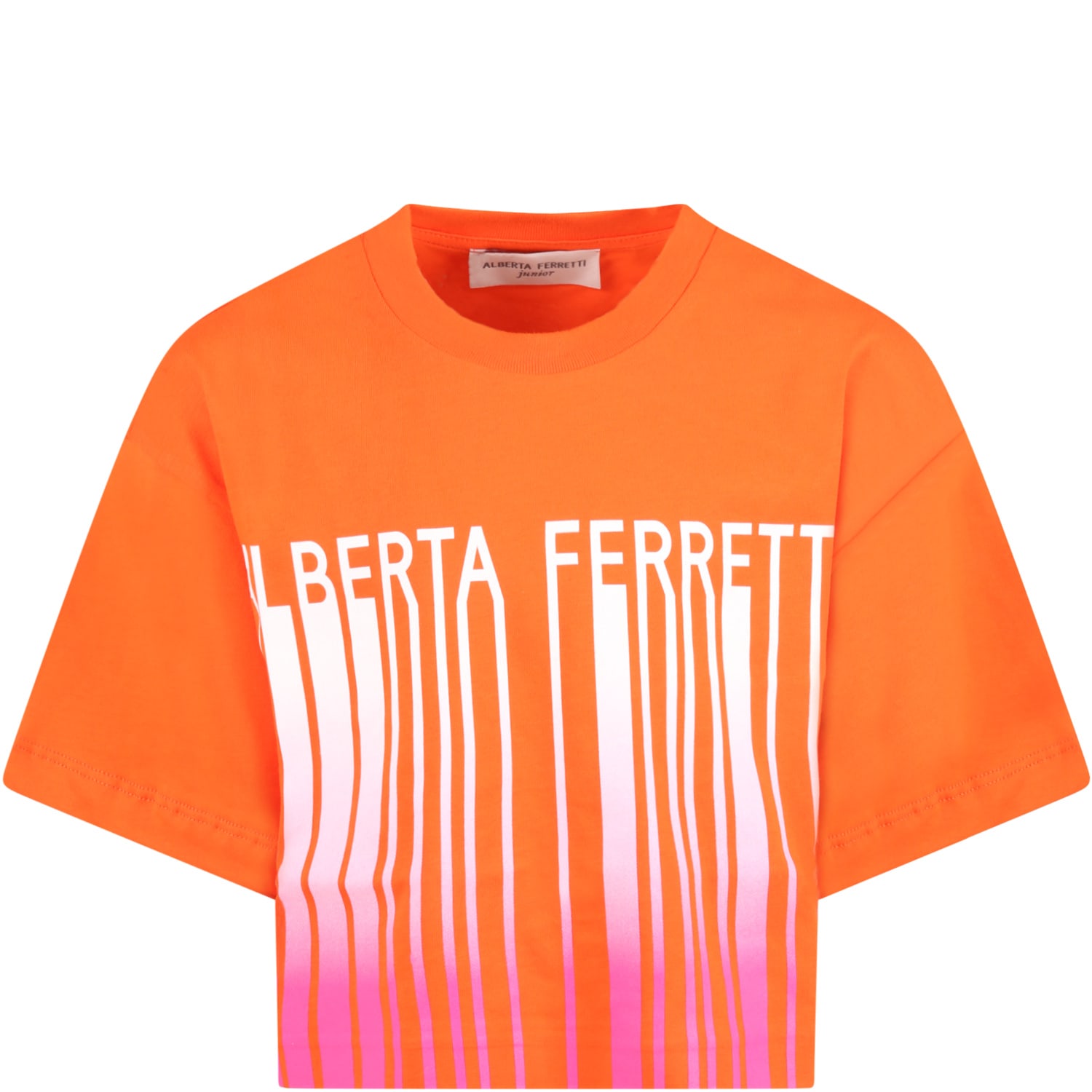 Alberta Ferretti Kids' Orange T-shirt For Girl With Logo