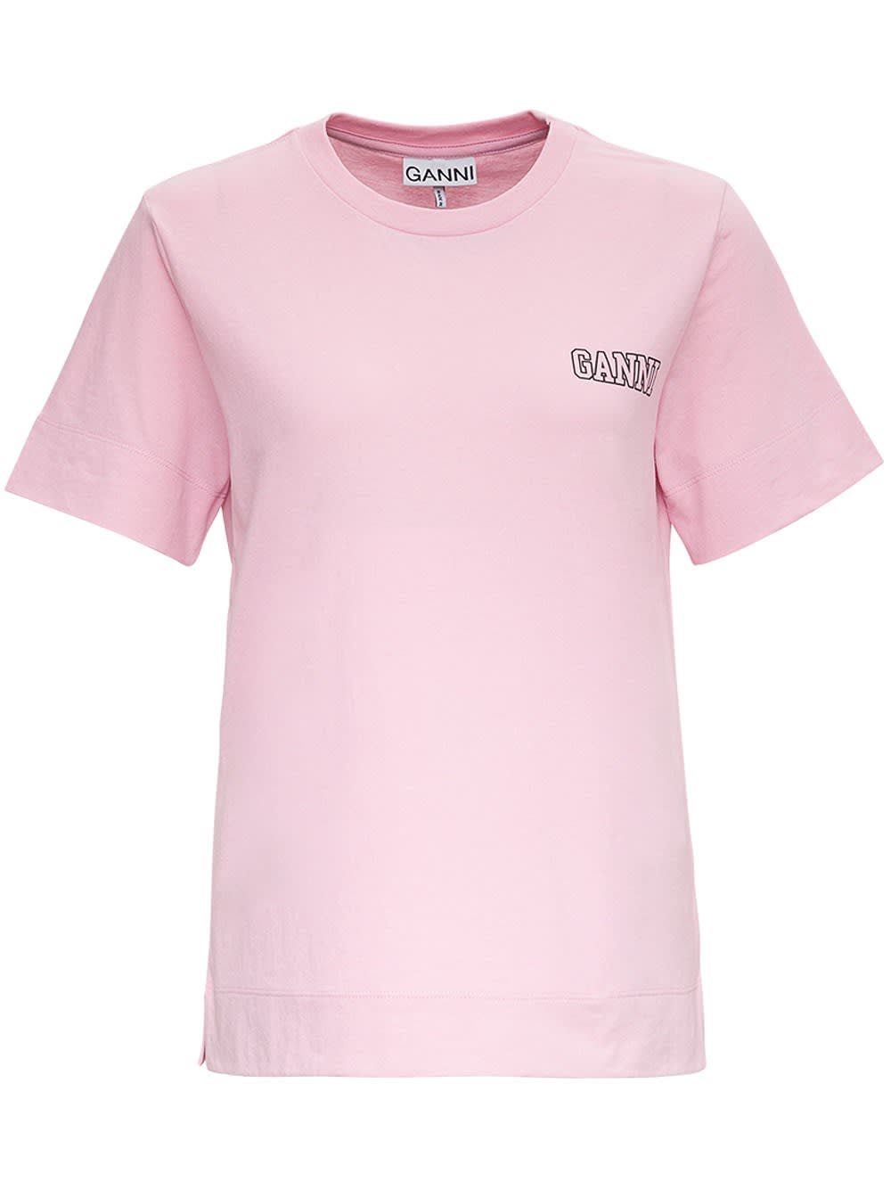 Click to view more detailed imagery on our partner's website Ganni Thin Software Recycled Jersey T-shirt In Pink