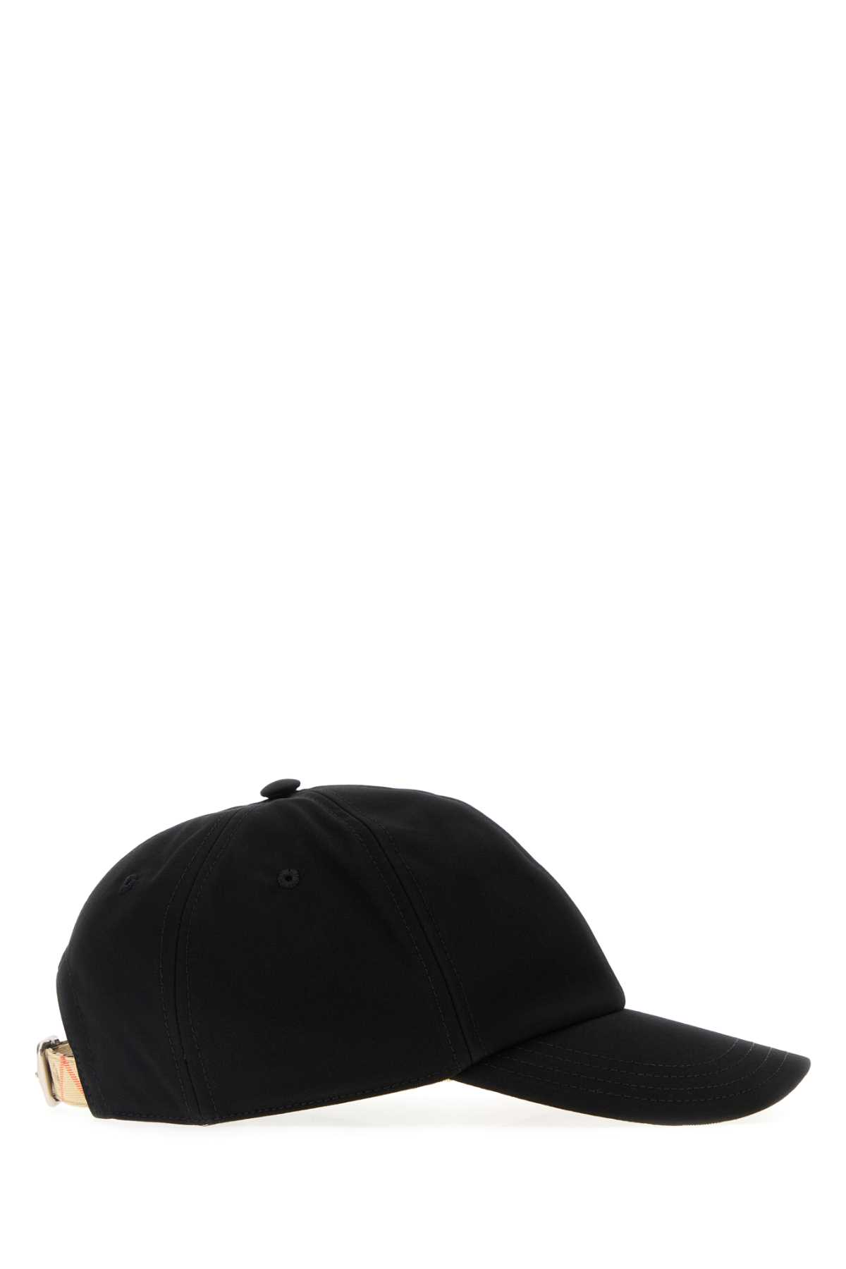 Burberry Polyester Blend Baseball Cap With Curved Brim And Embroidered Eyelets In Black