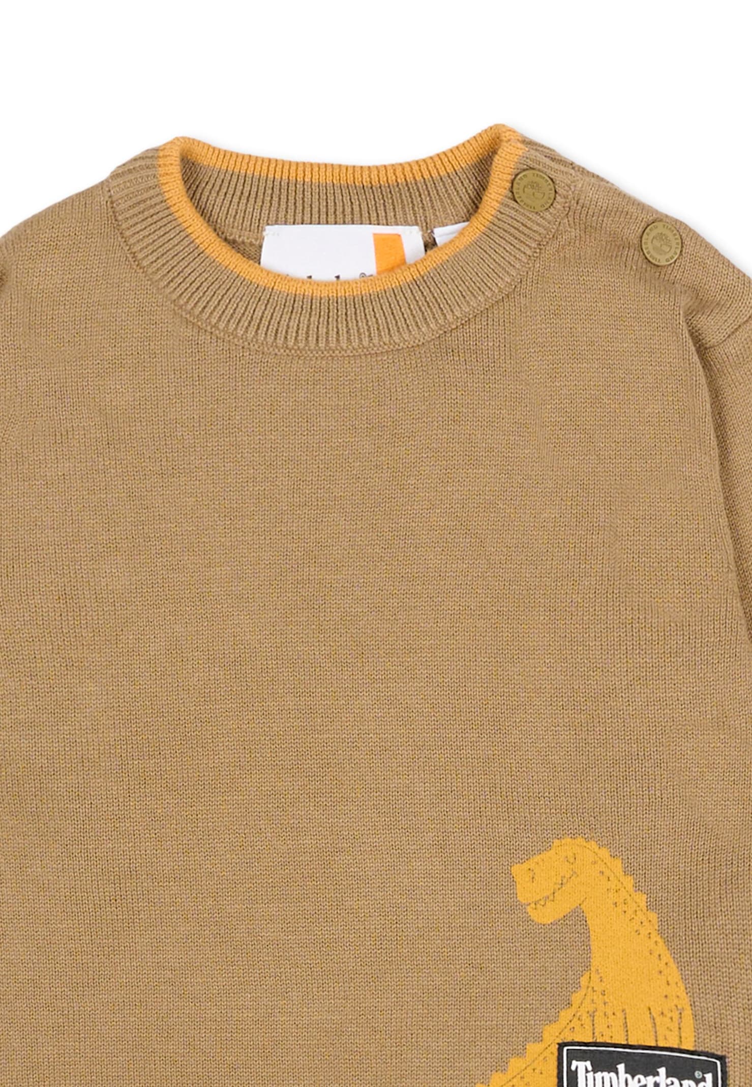 Timberland Green Sweater For Baby Boy With Dinosaur In Green