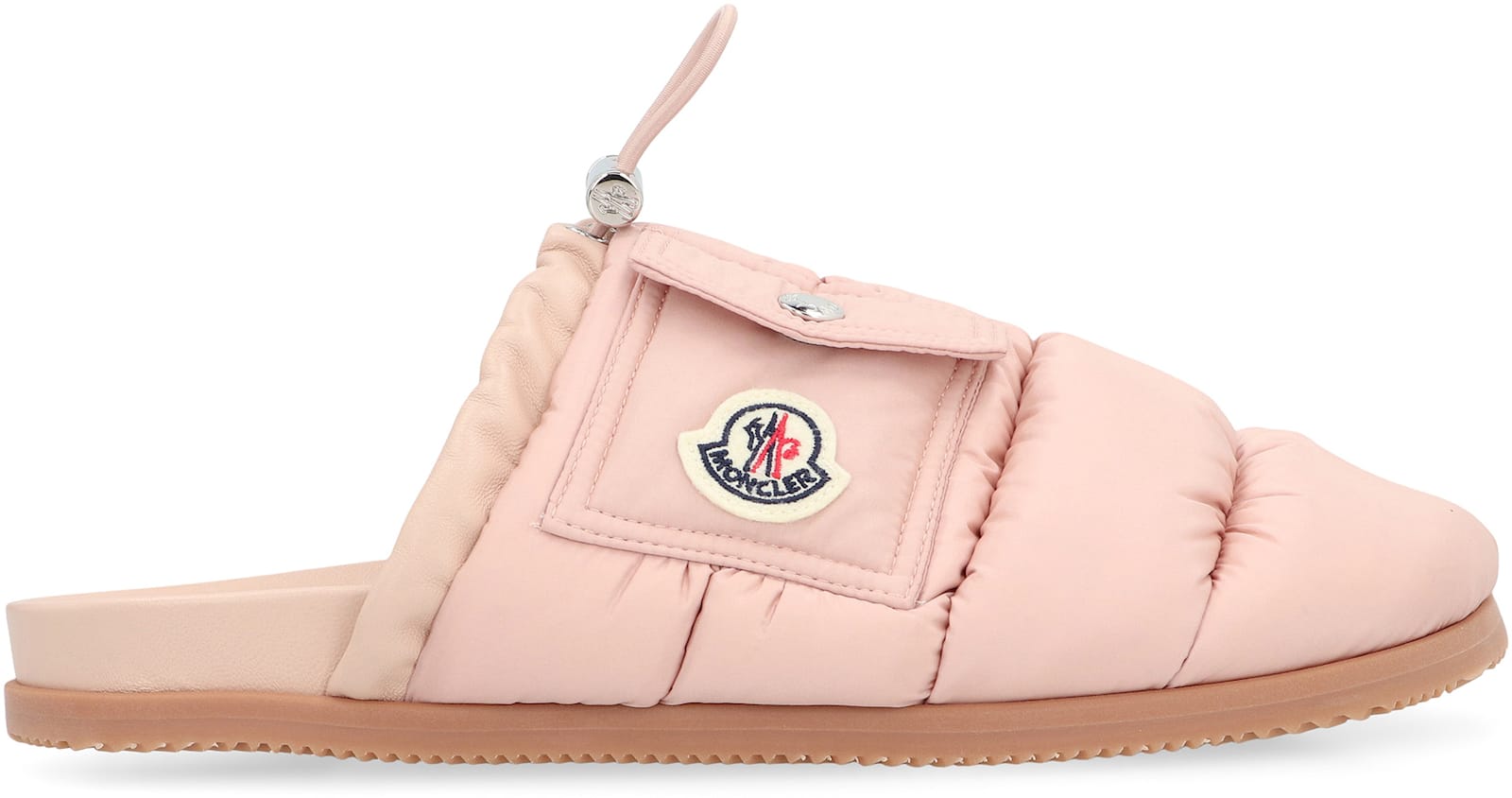 Moncler Mon Pocket Slippers With Soft Padded Design And Logo Patch In Pink