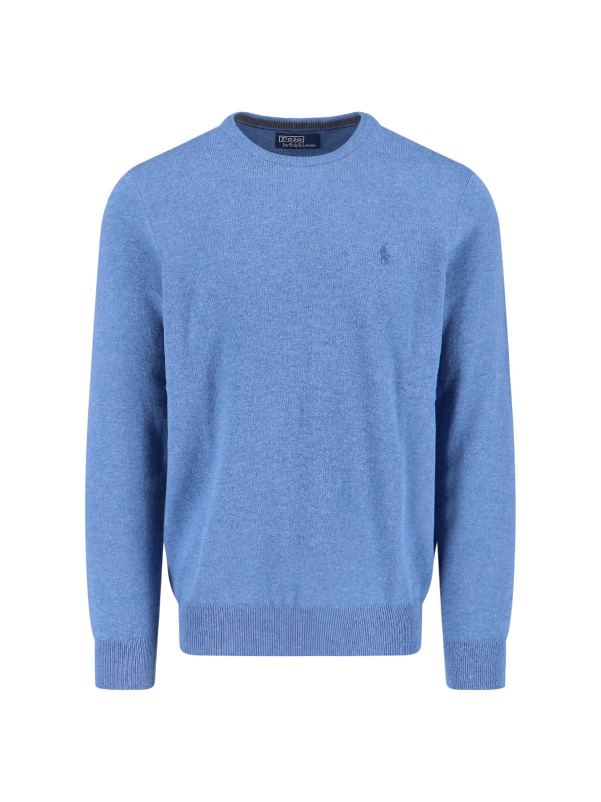 Polo Ralph Lauren Tailored Round Neck Sweater With Subtle Logo Detail In Blue