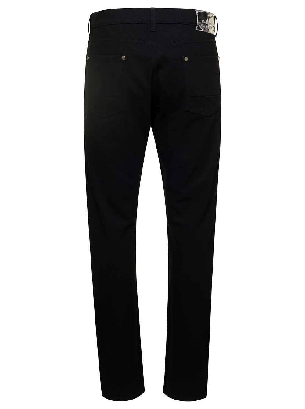 Shop Alexander Mcqueen Black Slim Five-pocket Jeans With Metallic Logo Patch In Cotton Denim Man