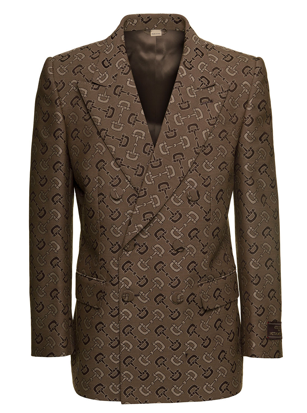 Gucci Horsebit Maxi Blazer Jacket In Brown